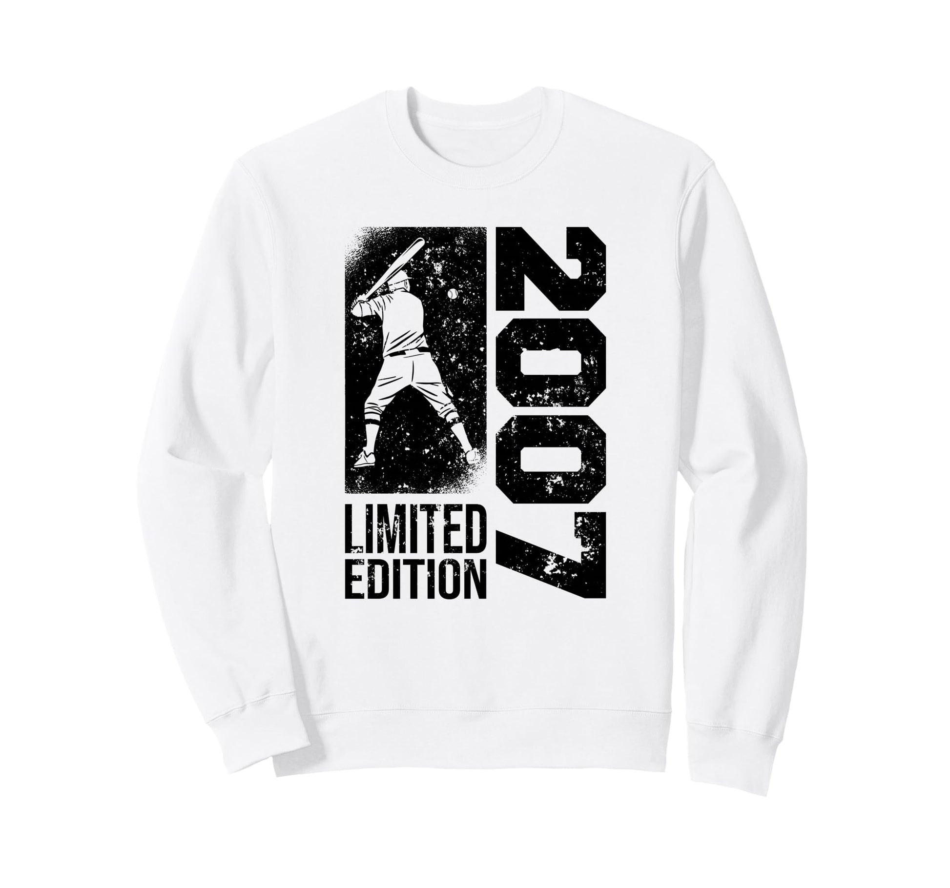 Baseball Player Born 2007 Birthday Sweatshirt - Aesthetic Graphic Unisex - T-Shirt, Sweatshirt, Hoodie