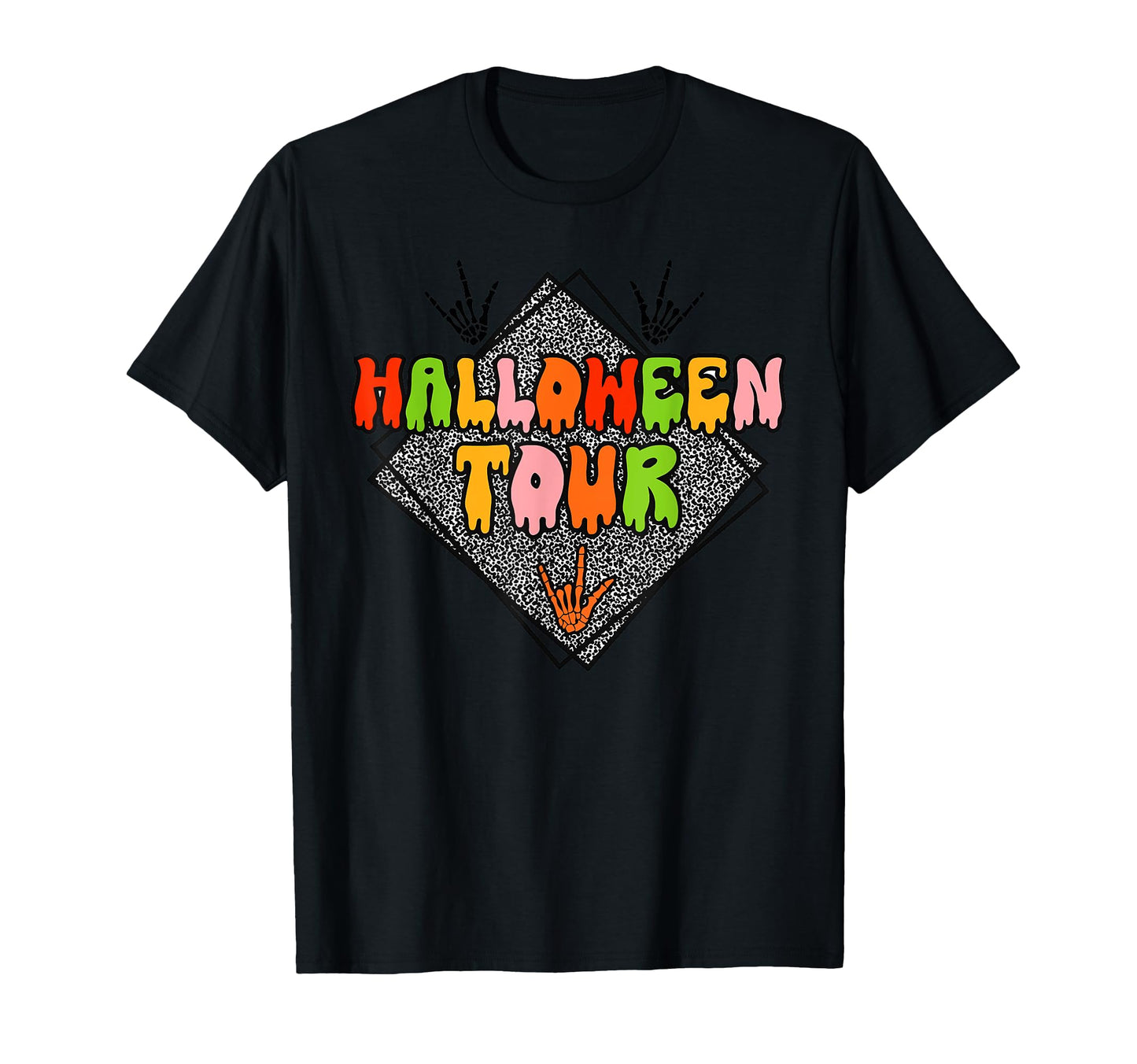 Fun Scary Halloween Tour Skeleton Rock Arm T-Shirt - Trendy Graphic Unisex - T-Shirt, Sweatshirt, Hoodie