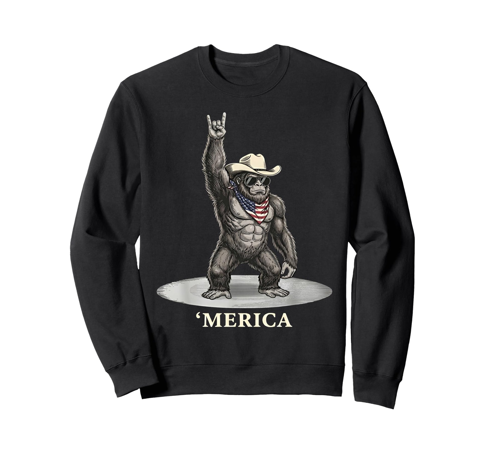 Usa Merica Bigfoot Cowboy 4Th Sweatshirt - Casual Everyday Wear for Adults - T-Shirt, Sweatshirt, Hoodie
