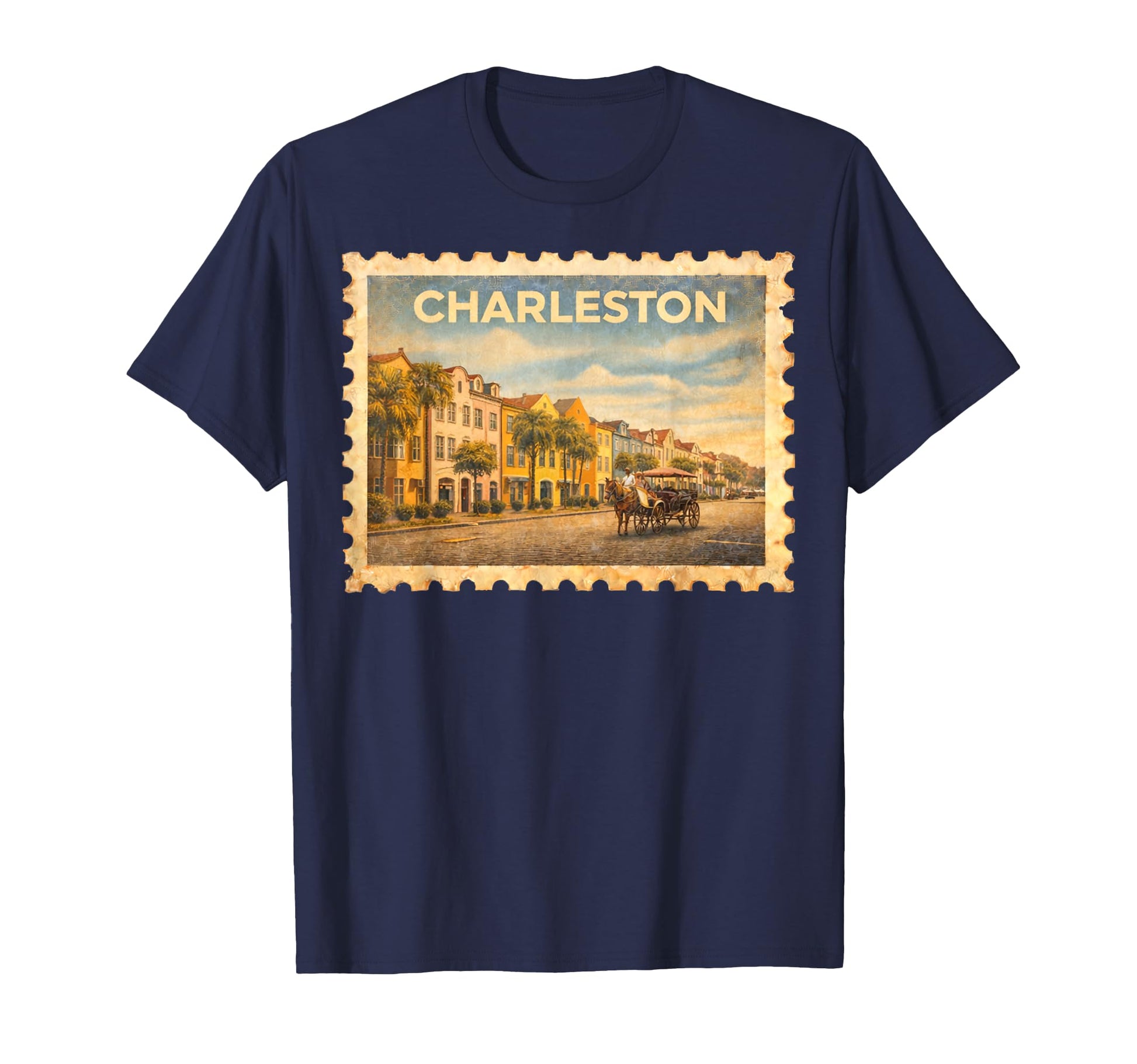 Charleston Travel Stamp Art T-Shirt - Aesthetic Graphic Unisex - T-Shirt, Sweatshirt, Hoodie