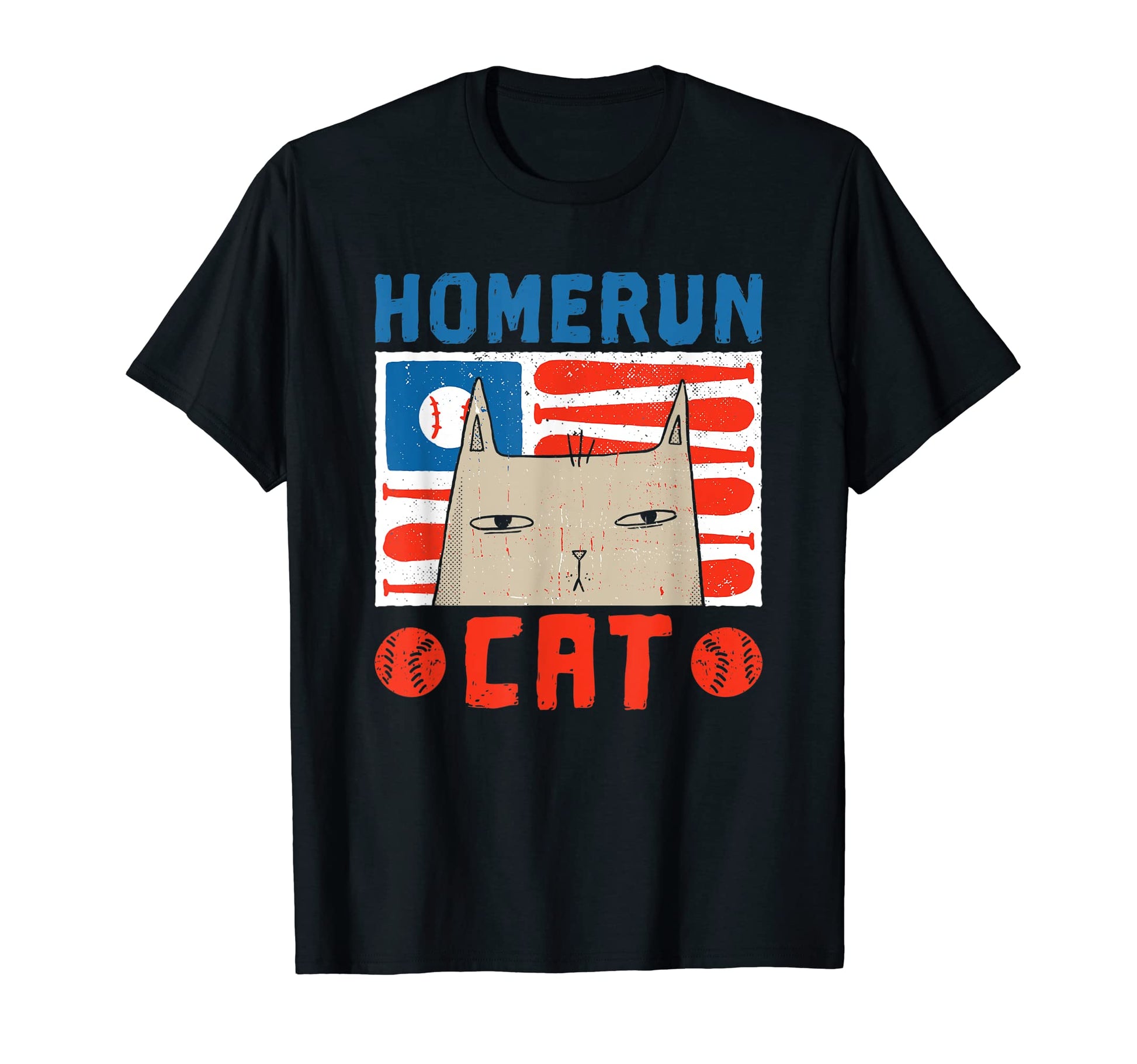 Home Run Cat Baseball Bat Ball Funny T-Shirt - Trendy Graphic for Adults - T-Shirt, Sweatshirt, Hoodie