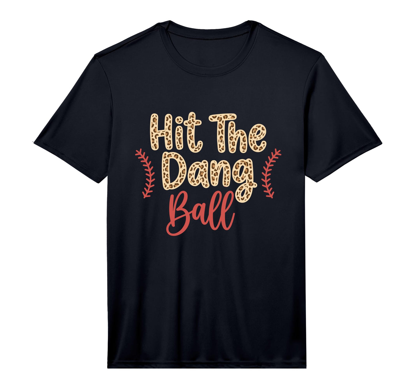 Mens Hit Dang Ball Leopard Baseball T-Shirt - Aesthetic Graphic for Adults - T-Shirt, Sweatshirt, Hoodie
