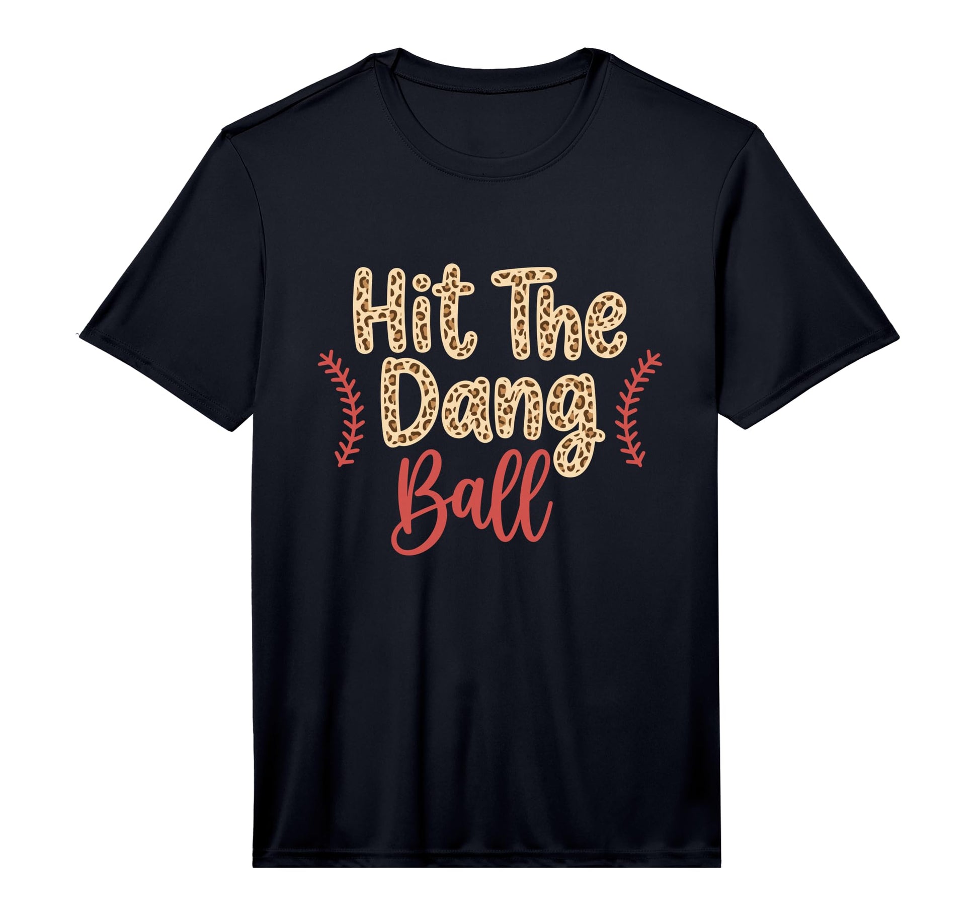 Mens Hit Dang Ball Leopard Baseball T-Shirt - Aesthetic Graphic for Adults - T-Shirt, Sweatshirt, Hoodie
