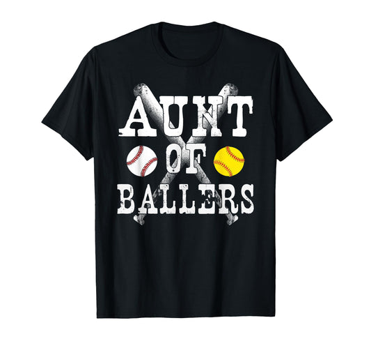 Aunt Ballers Funny Baseball Softball T-Shirt - Trendy Graphic Men Women - T-Shirt, Sweatshirt, Hoodie