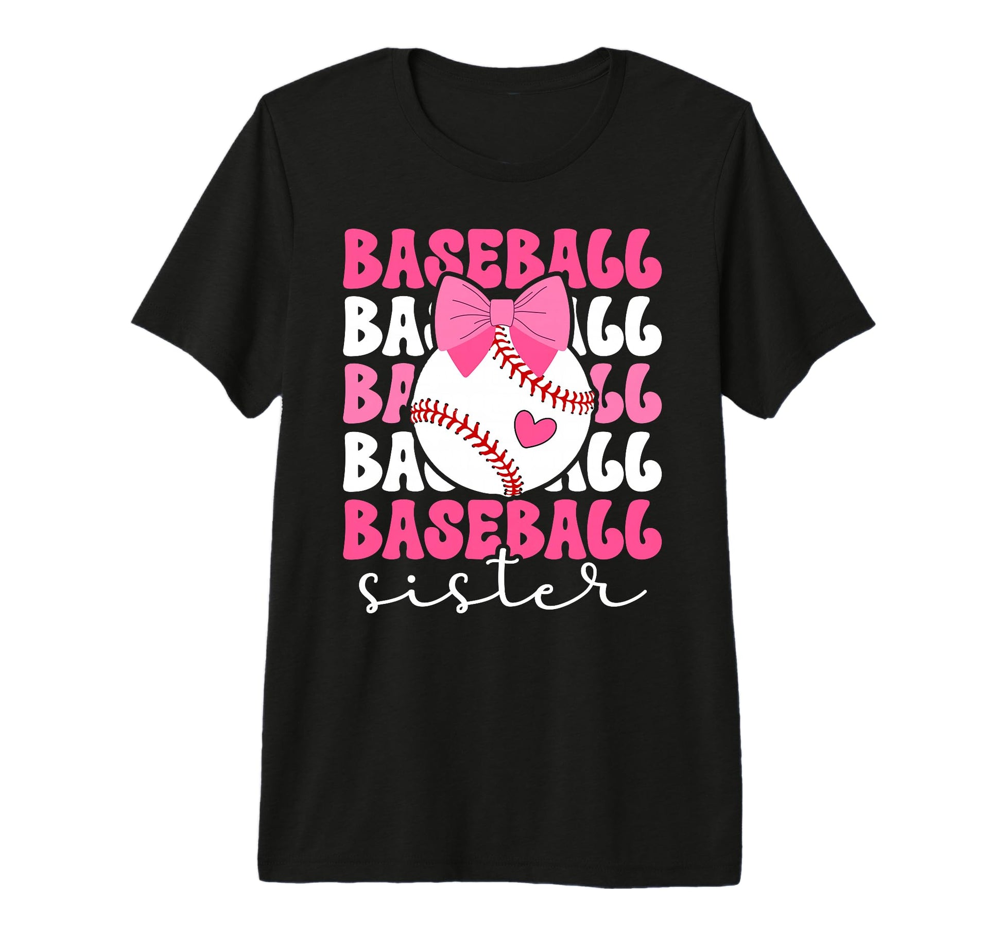 Baseball Sister Bow Baseball T-Shirt - Casual Everyday Wear for Adults - T-Shirt, Sweatshirt, Hoodie