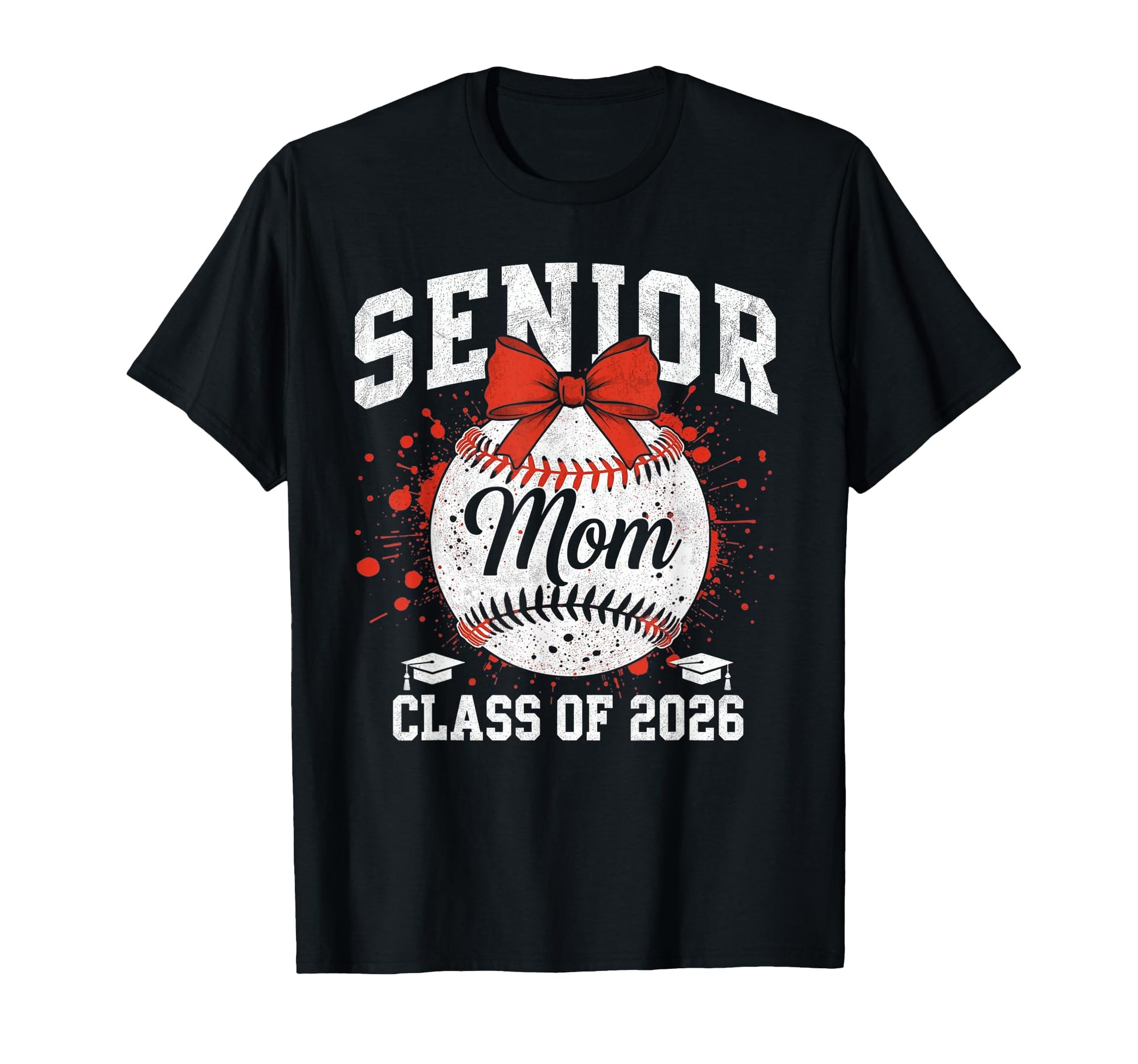 Senior Mom 2026 Baseball Mama Coquette Bow T-Shirt - Graphic Print Unisex - T-Shirt, Sweatshirt, Hoodie