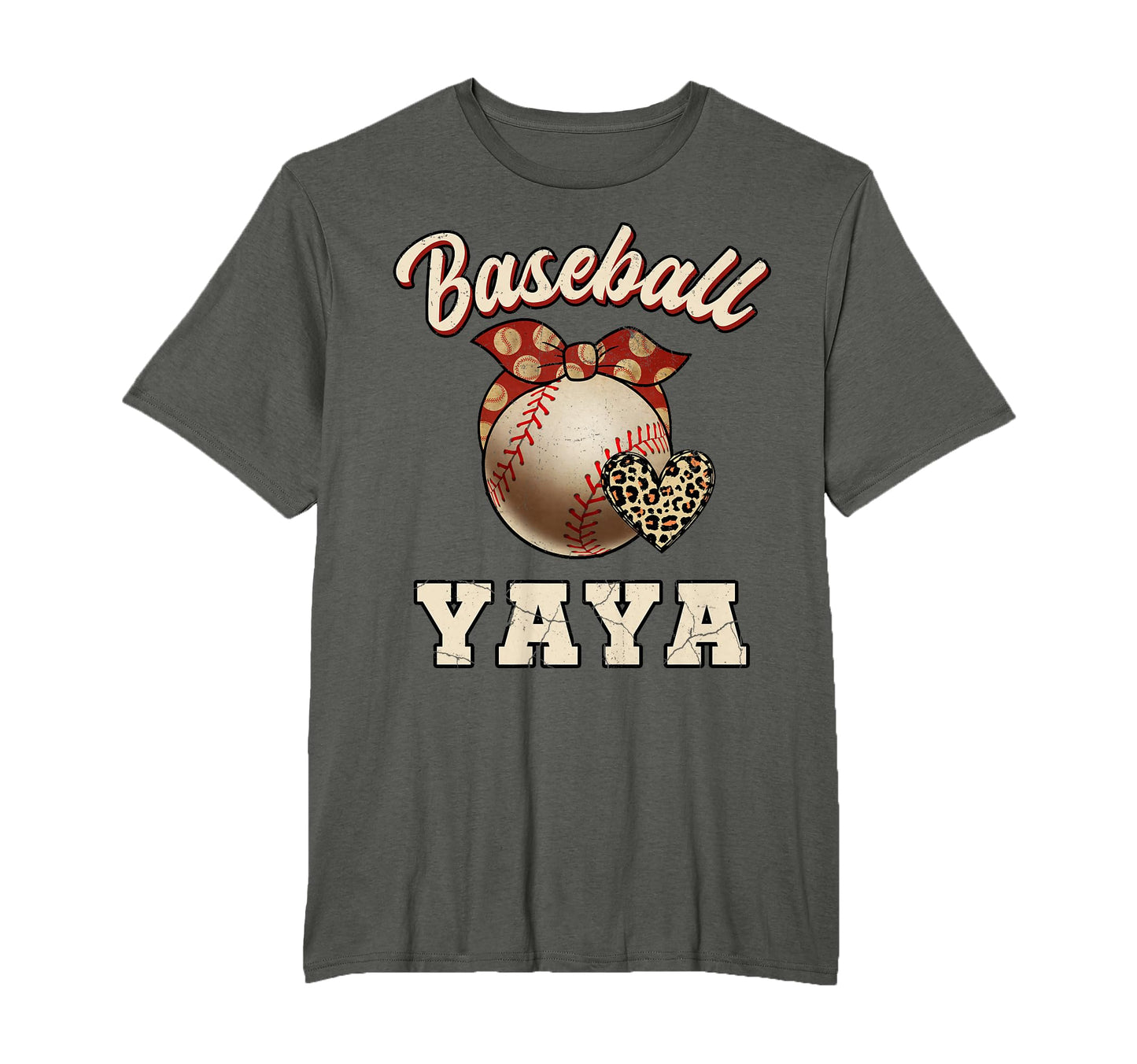 Baseball Yaya Bandana Leopard Heart T-Shirt - Minimalist Print Men Women - T-Shirt, Sweatshirt, Hoodie