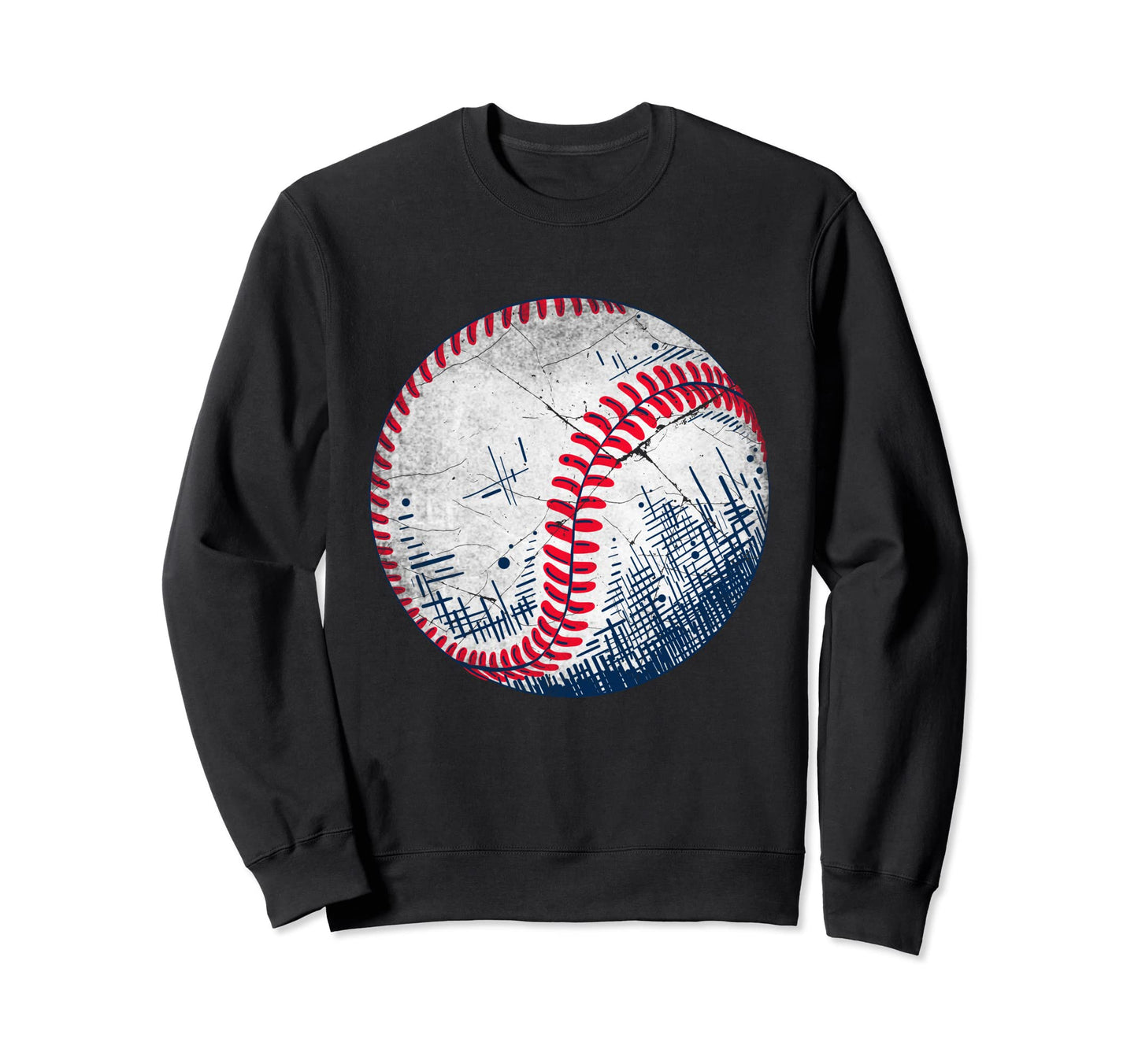 Distressed Baseball Lover Baseball Sweatshirt - Graphic Print Men Women - T-Shirt, Sweatshirt, Hoodie