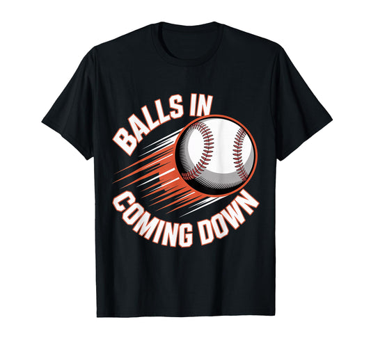 Balls Coming Down Baseball Outfielder T-Shirt - Trendy Graphic for Adults - T-Shirt, Sweatshirt, Hoodie