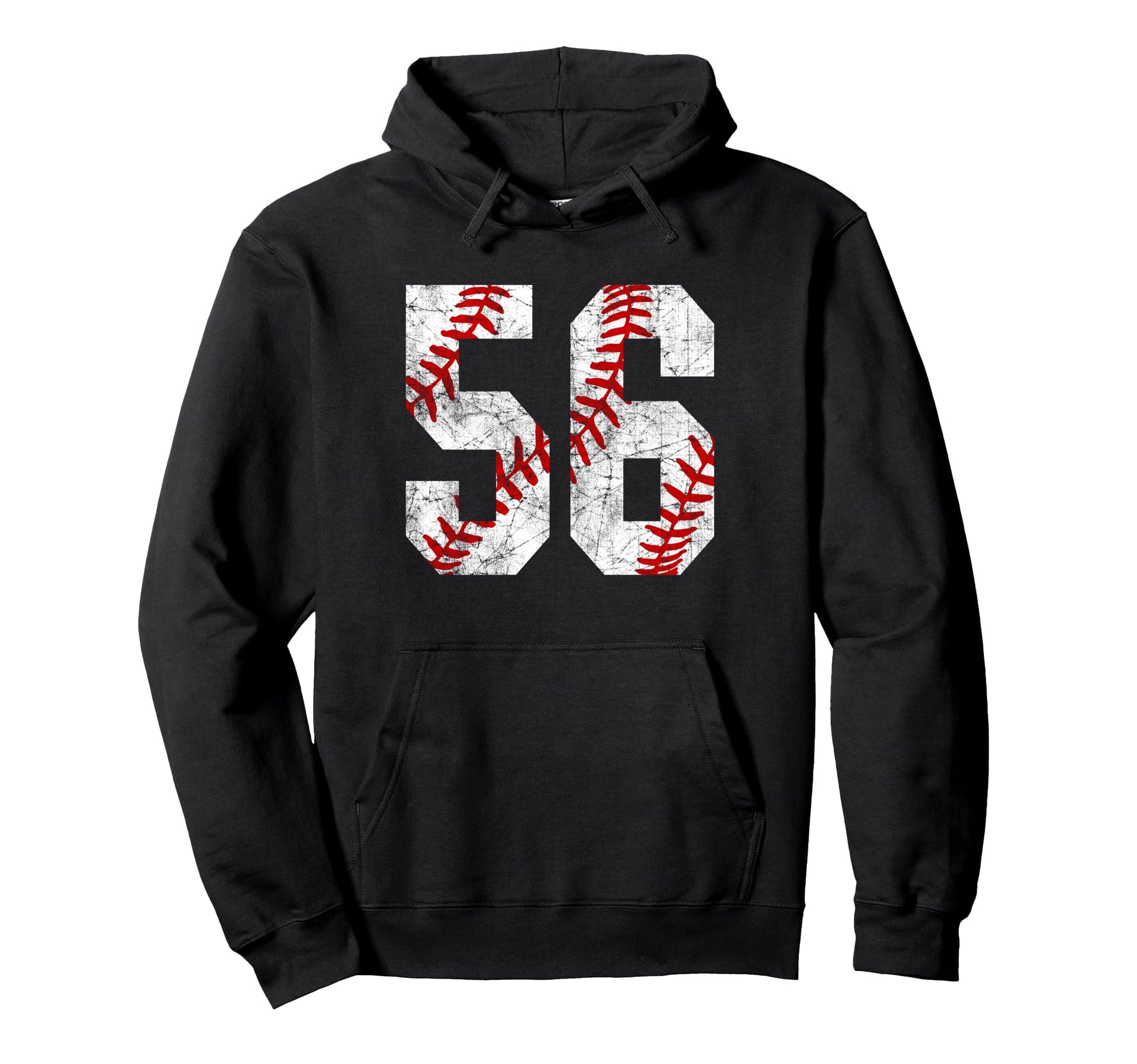 Distressed Baseball Number 56 Jersey Hoodie - Minimalist Print Unisex - T-Shirt, Sweatshirt, Hoodie