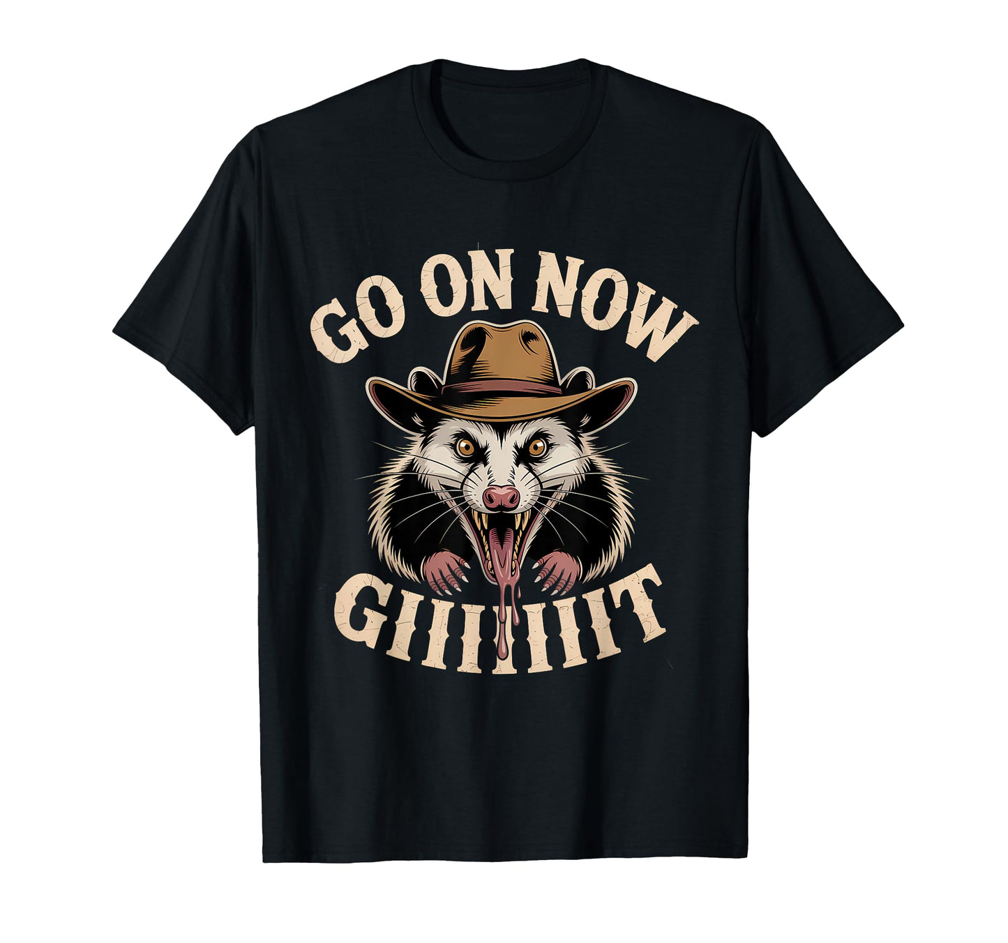 Go Now Git Western Country Possum Cowboy T-Shirt - Custom Art Print Unisex - T-Shirt, Sweatshirt, Hoodie