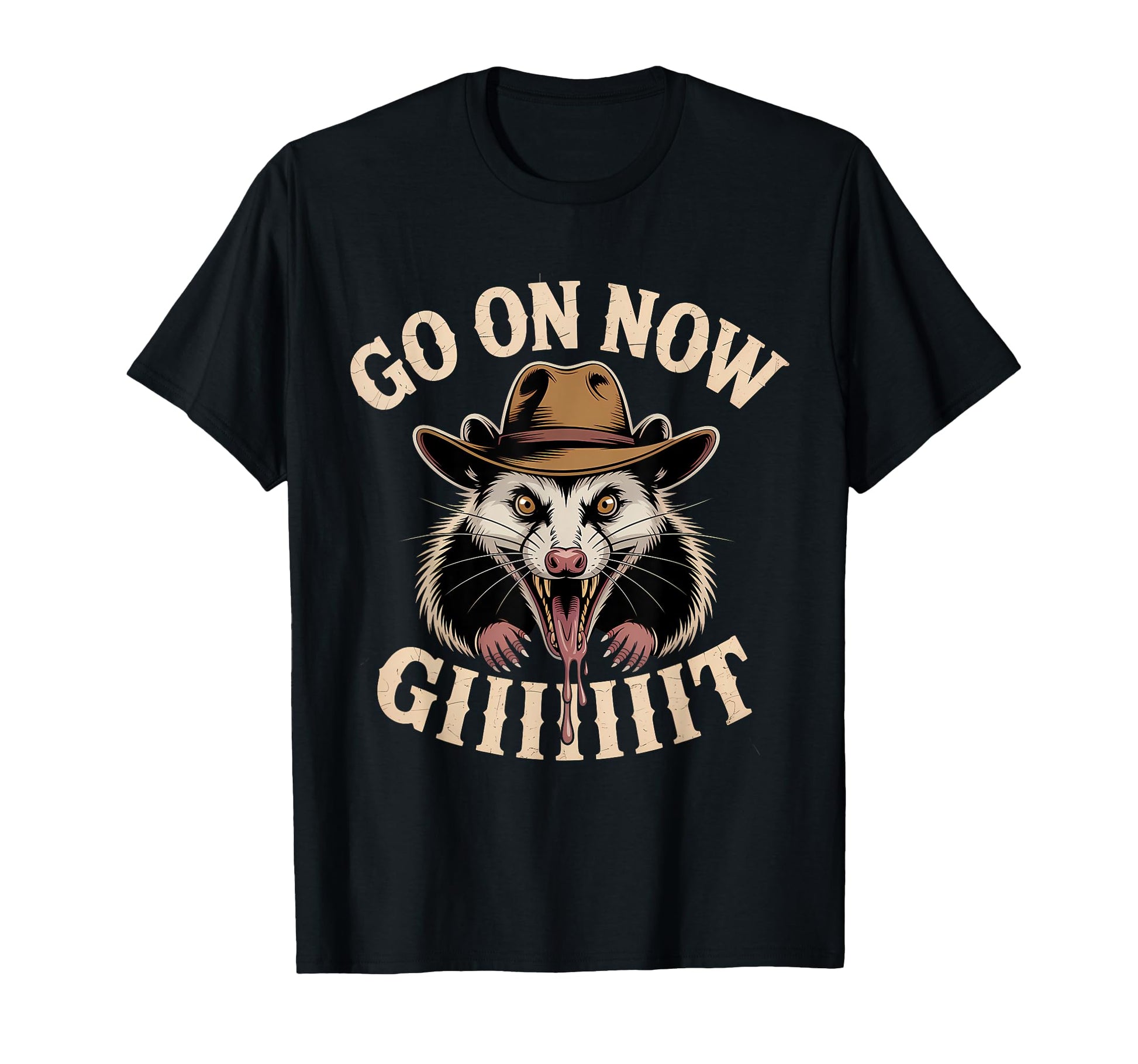 Go Now Git Western Country Possum Cowboy T-Shirt - Custom Art Print Unisex - T-Shirt, Sweatshirt, Hoodie