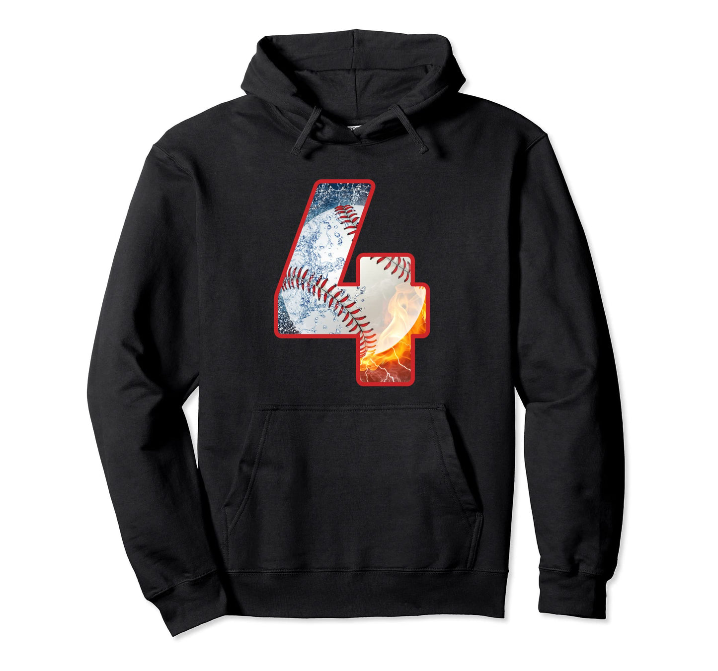 4Th Birthday Party Baseball Number 4 Hoodie - Custom Art Print Men Women - T-Shirt, Sweatshirt, Hoodie