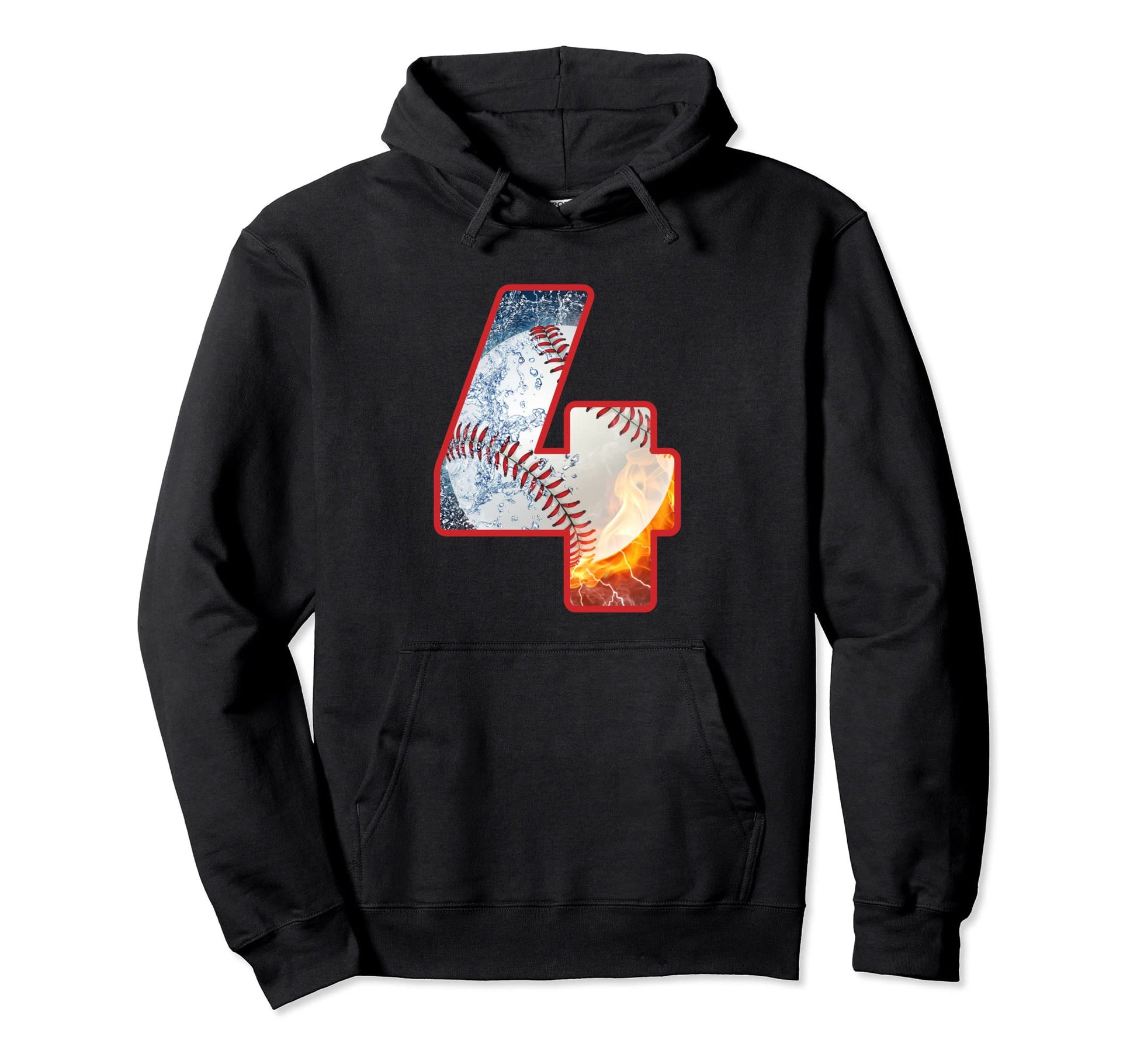 4Th Birthday Party Baseball Number 4 Hoodie - Custom Art Print Men Women - T-Shirt, Sweatshirt, Hoodie