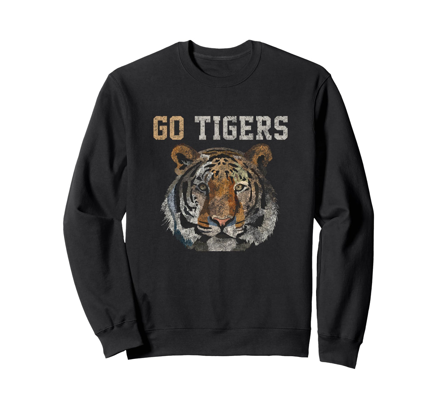 Go Tigers Distressed Casual Chic Sweatshirt - Custom Art Print Men Women - T-Shirt, Sweatshirt, Hoodie