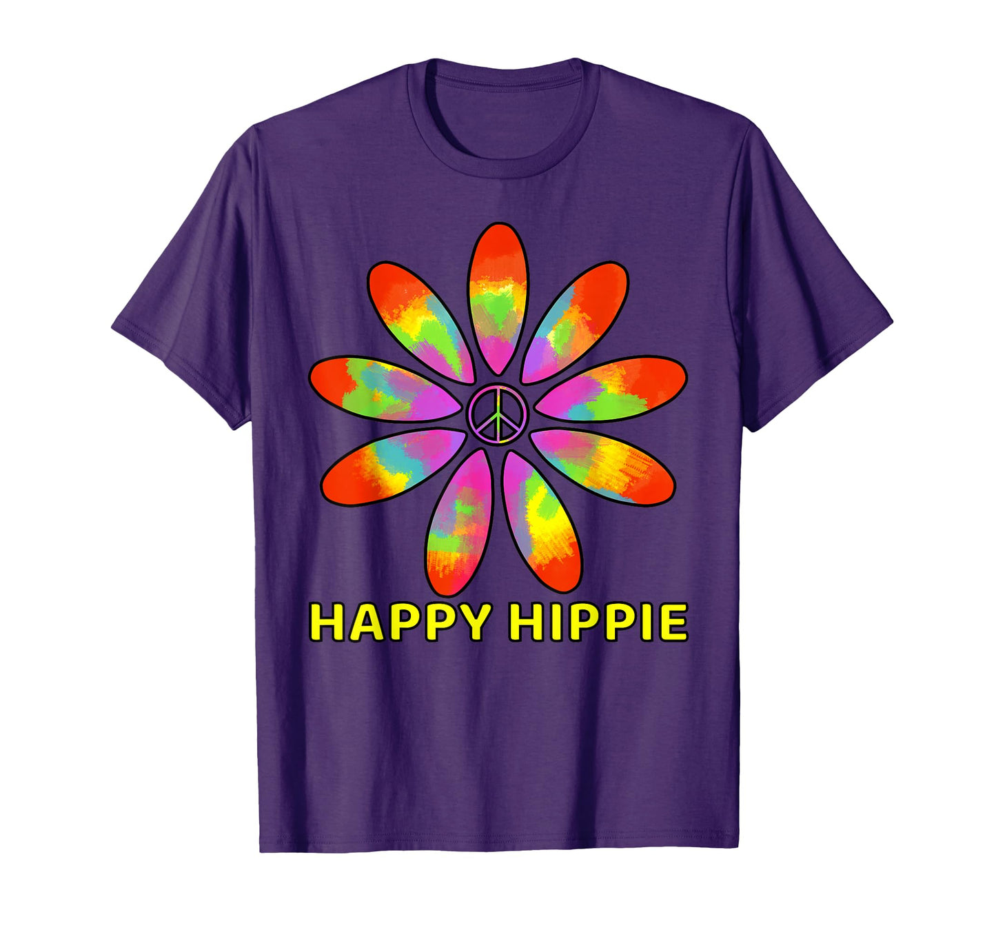 Happy Hippie Groovy Tie Dye Daisy Peace T-Shirt - Aesthetic Graphic Unisex - T-Shirt, Sweatshirt, Hoodie