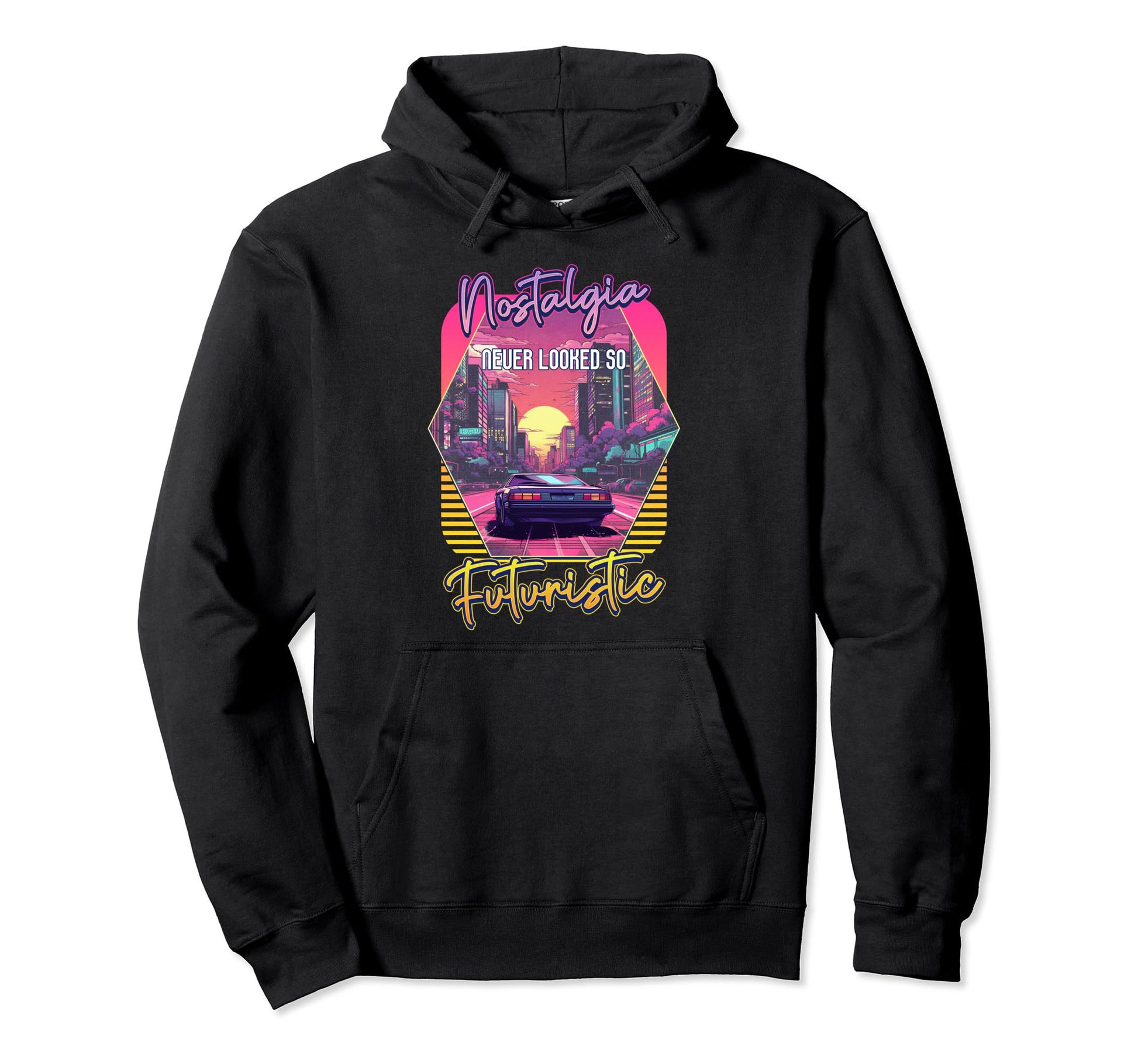 Vaporwave Futuristic Sports Car Sunset Hoodie - Aesthetic Graphic Unisex - T-Shirt, Sweatshirt, Hoodie