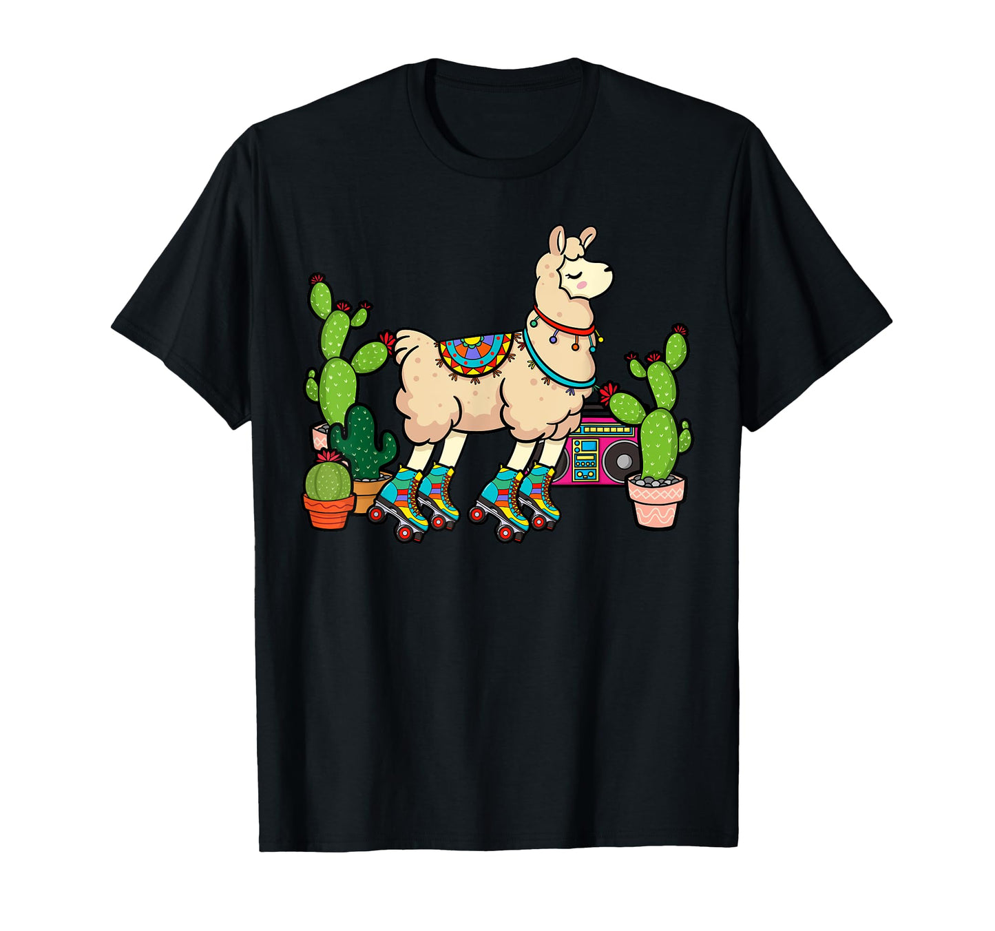 Llama Roller Skates Boombox Ghetto T-Shirt - Graphic Print for Adults - T-Shirt, Sweatshirt, Hoodie