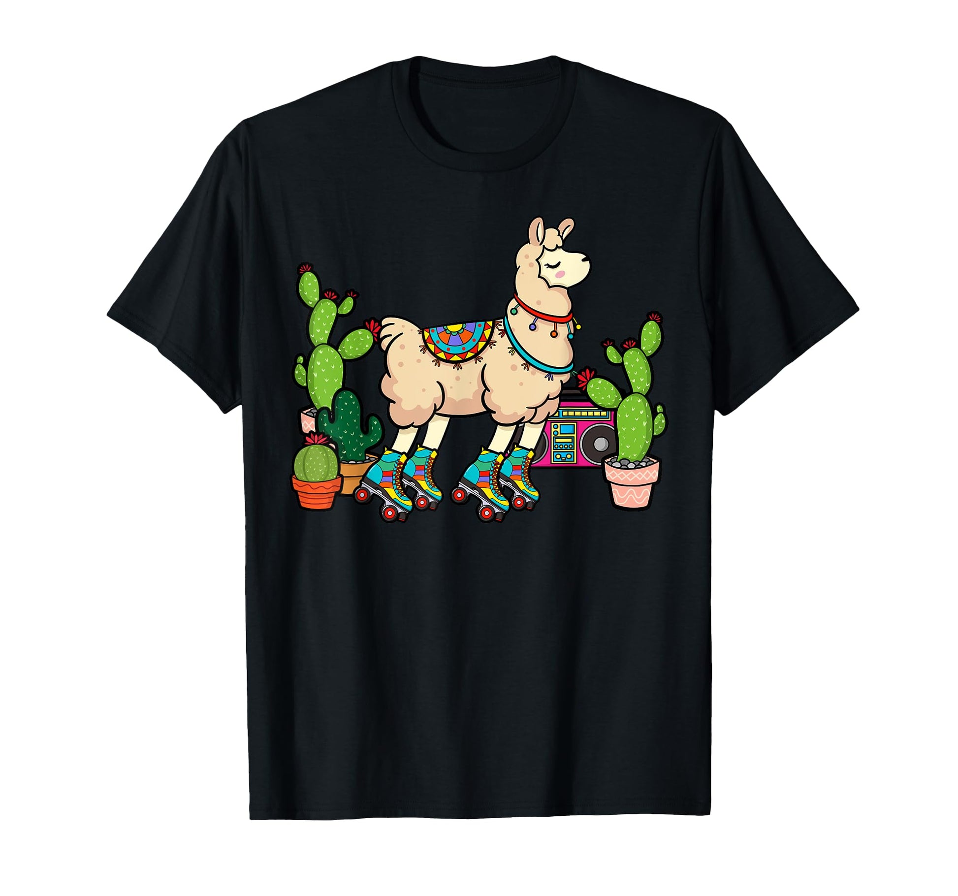 Llama Roller Skates Boombox Ghetto T-Shirt - Graphic Print for Adults - T-Shirt, Sweatshirt, Hoodie