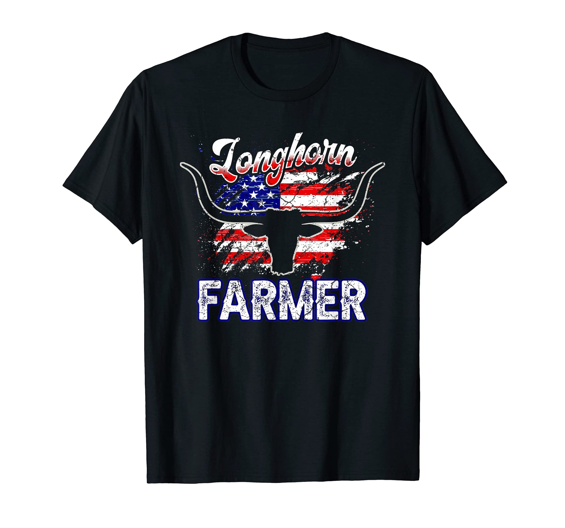 Longhorn Farmer Usa Flag T-Shirt - Fun Novelty Design Unisex - T-Shirt, Sweatshirt, Hoodie