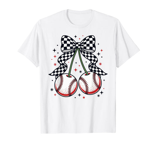 Baseball Cherries Coquette Game Day T-Shirt - Trendy Graphic Men Women - T-Shirt, Sweatshirt, Hoodie