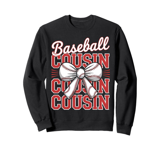 Baseball Cousin Coquette Bow Sweatshirt - Minimalist Print for Adults - T-Shirt, Sweatshirt, Hoodie