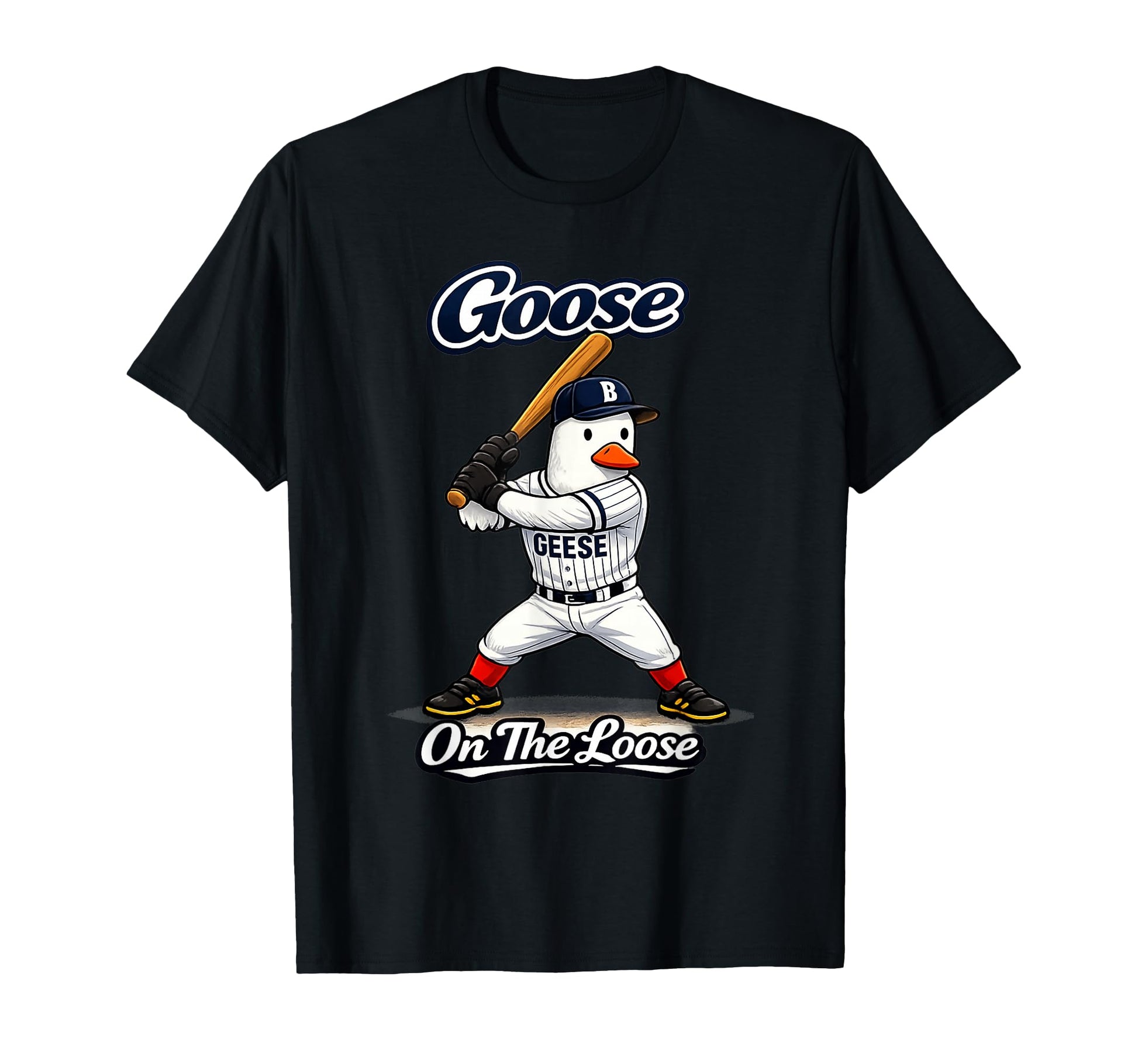 Funny Goose Baseball Player Loose T-Shirt - Unique Graphic Men Women - T-Shirt, Sweatshirt, Hoodie