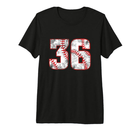 Baseball 36 Jersey Number Tri Blend T-Shirt - Novelty Apparel Unisex - T-Shirt, Sweatshirt, Hoodie