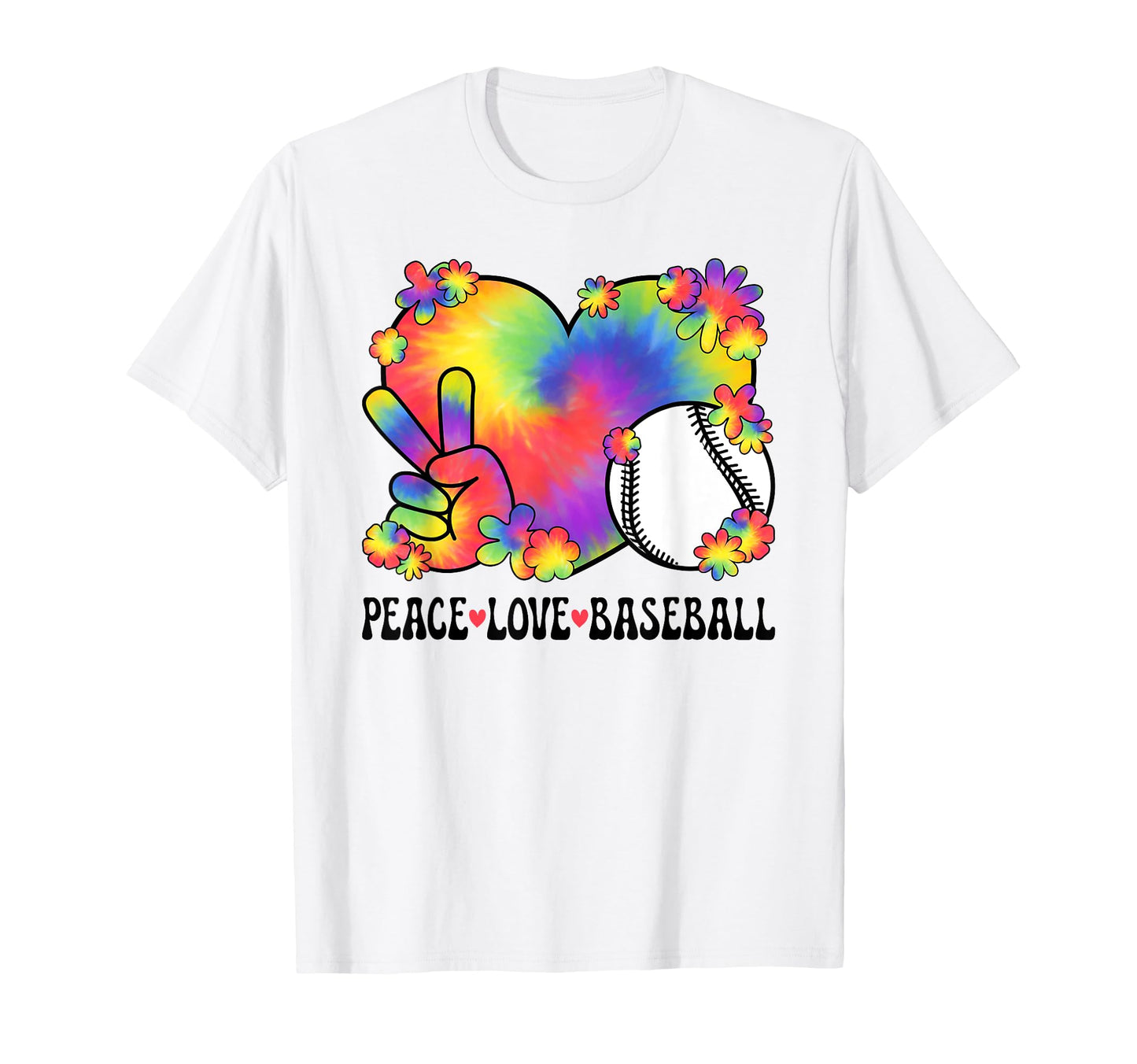Peace Love Baseball Lover 60S 70S T-Shirt - Minimalist Print for Adults - T-Shirt, Sweatshirt, Hoodie