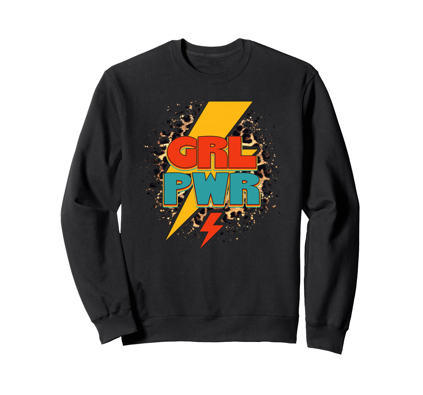 Grl Pwr Yellow Flash Leopard Sweatshirt - Graphic Print Unisex - T-Shirt, Sweatshirt, Hoodie