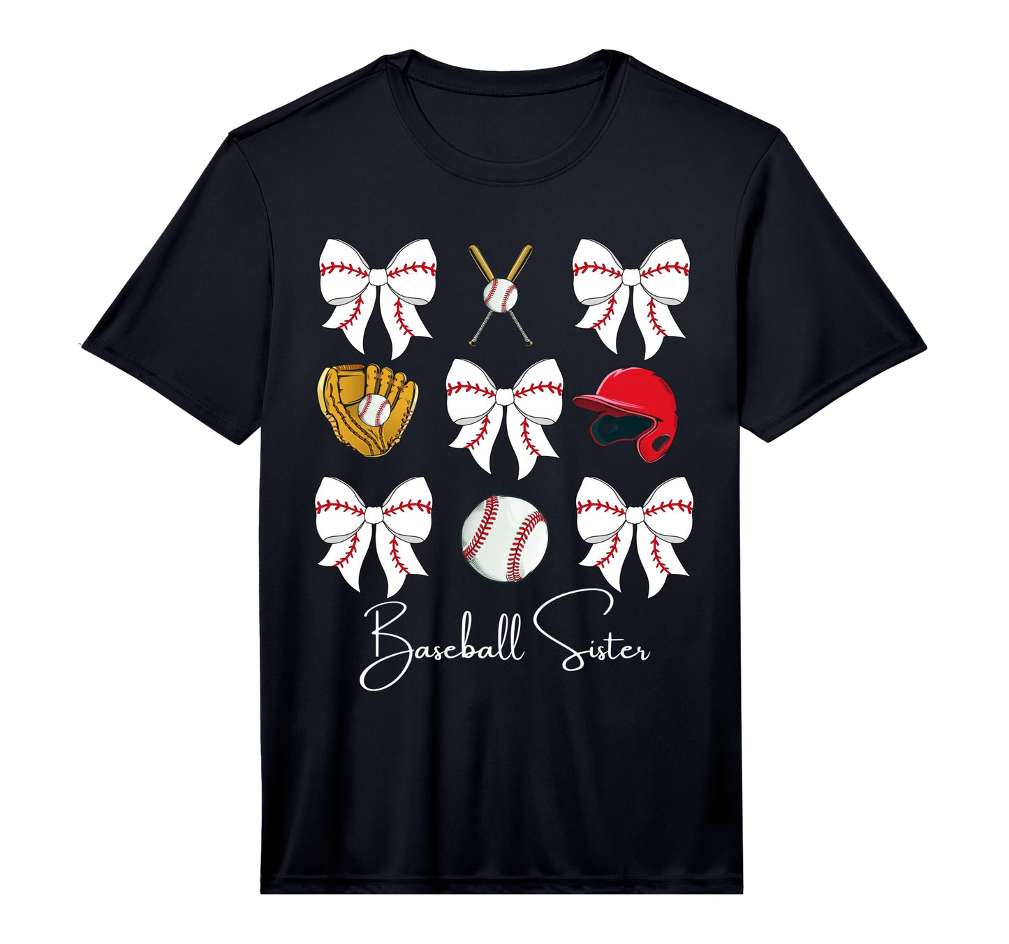 Baseball Sister Coquette Bow Cheer T-Shirt - Trendy Graphic Unisex - T-Shirt, Sweatshirt, Hoodie