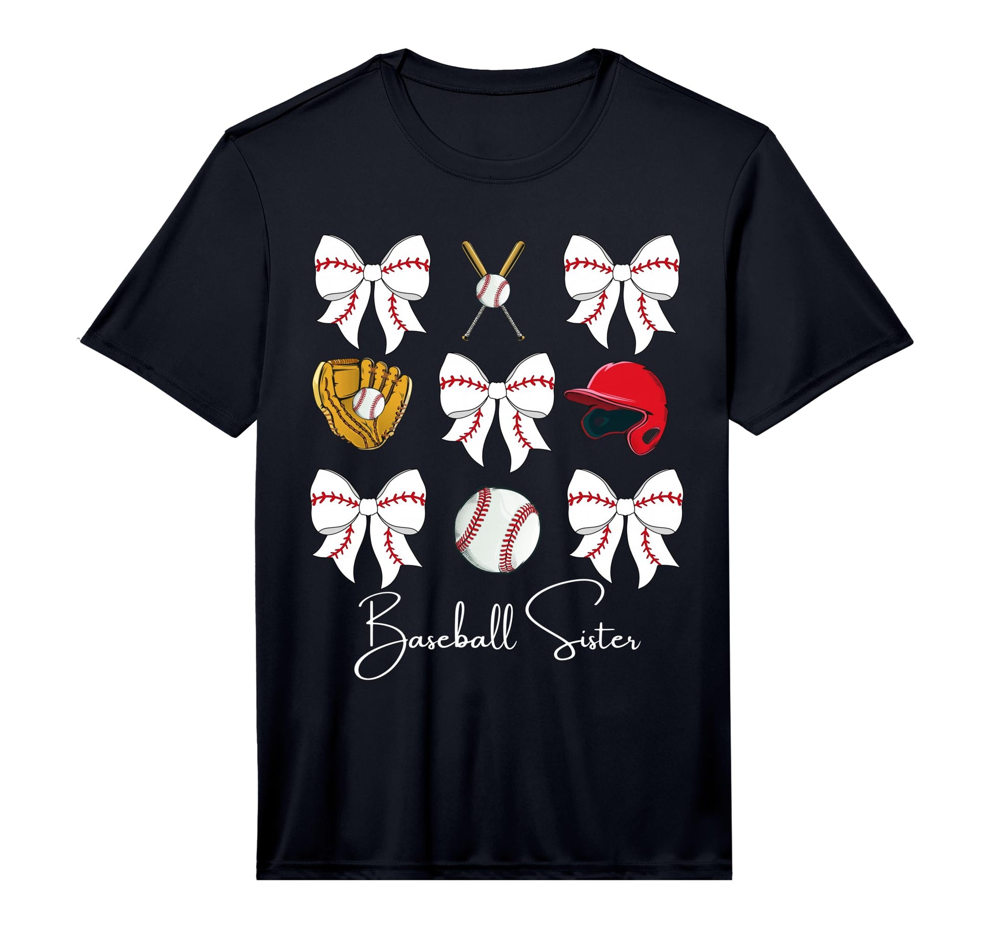 Baseball Sister Coquette Bow Cheer T-Shirt - Trendy Graphic Unisex - T-Shirt, Sweatshirt, Hoodie