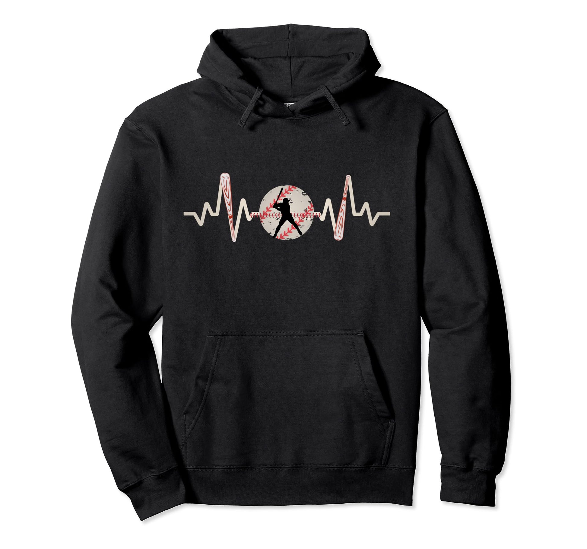 Funny Baseball Heartbeat Baseball Player Hoodie - Graphic Print for Adults - T-Shirt, Sweatshirt, Hoodie