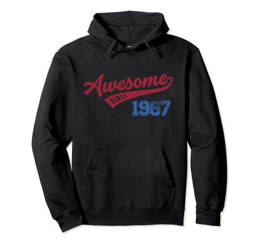 Awesome Since 1967 Old School Baseball Hoodie - Minimalist Print Men Women - T-Shirt, Sweatshirt, Hoodie