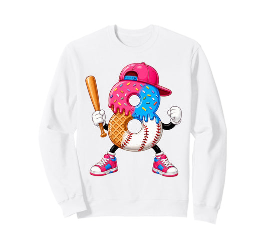 Baseball 8Th Birthday 8 Years Old Sweatshirt - Streetwear Style Unisex - T-Shirt, Sweatshirt, Hoodie