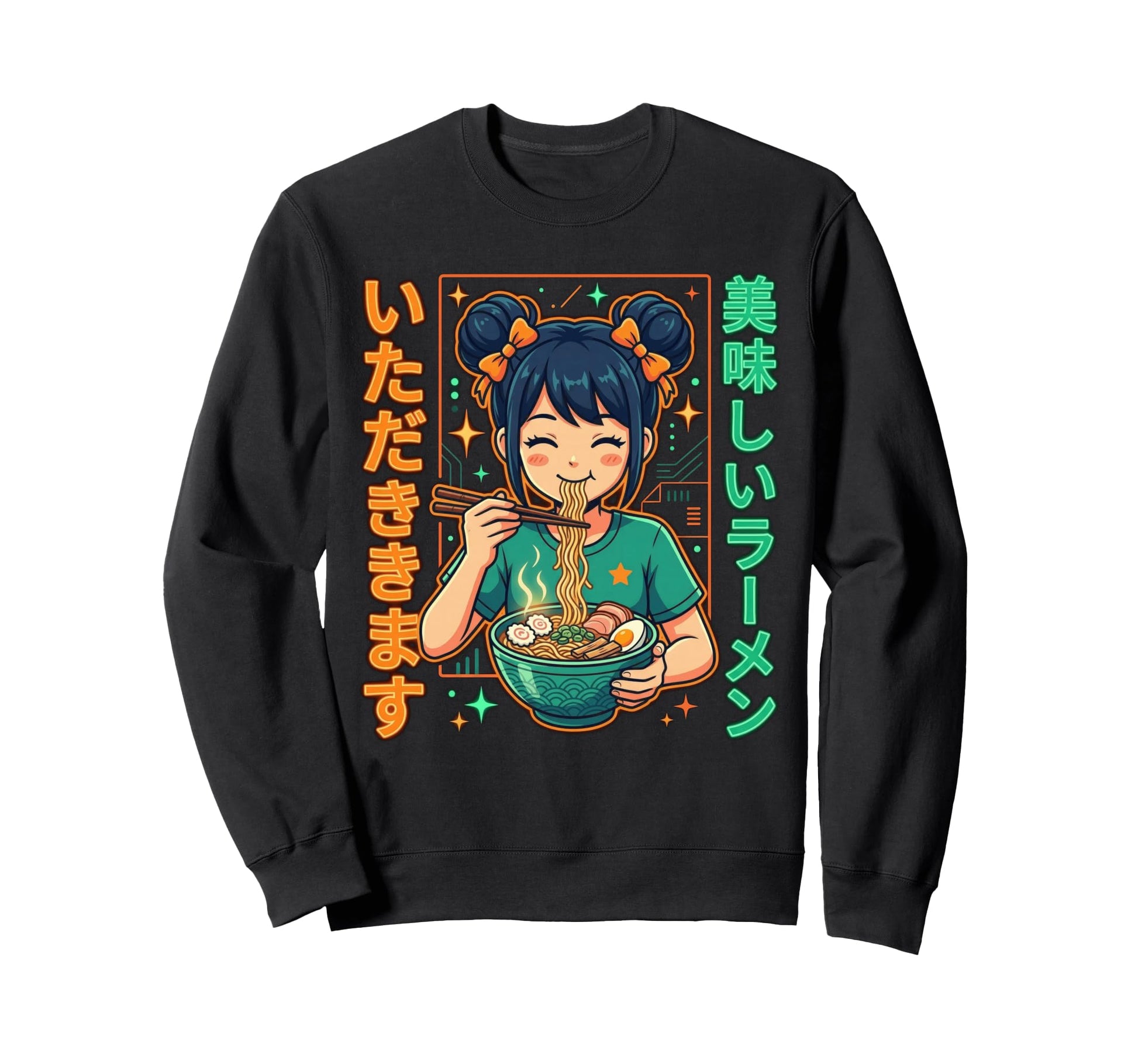 Kawaii Anime Ramen Y2K Aesthetic Sweatshirt - Trendy Graphic for Adults - T-Shirt, Sweatshirt, Hoodie