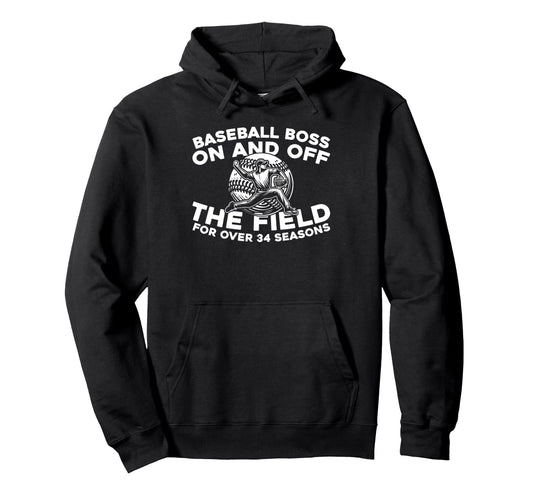34 Years Old Baseballer Baseball Player Hoodie - Novelty Apparel Unisex - T-Shirt, Sweatshirt, Hoodie
