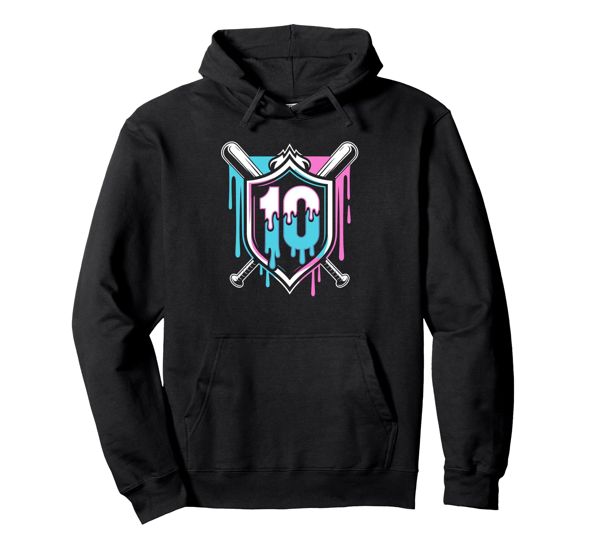 Birthday Baseball Theme Turning 10 Hoodie - Trendy Graphic for Adults - T-Shirt, Sweatshirt, Hoodie