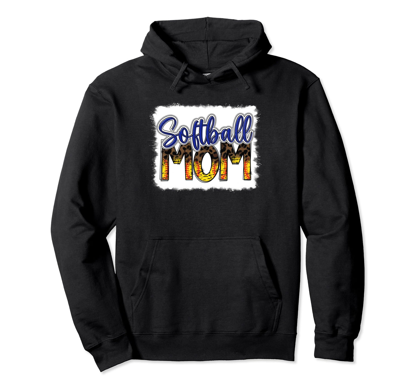 Bleached Softball Mom Leopard Funny Softball Hoodie - Graphic Print Unisex - T-Shirt, Sweatshirt, Hoodie