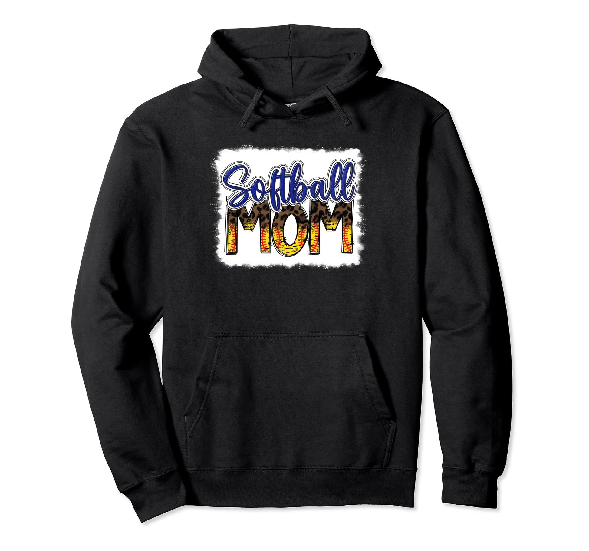 Bleached Softball Mom Leopard Funny Softball Hoodie - Graphic Print Unisex - T-Shirt, Sweatshirt, Hoodie