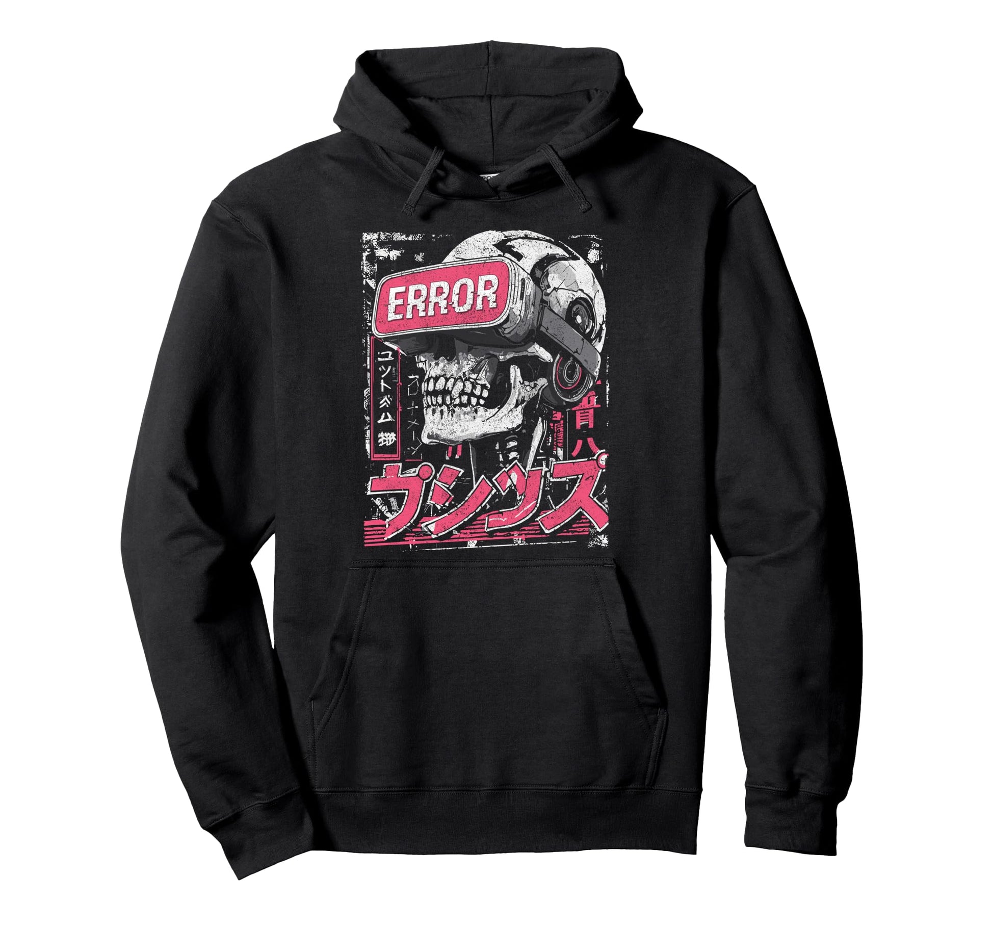 Japanese Streetwear Skull Error Cyberpunk Hoodie - Novelty Apparel Unisex - T-Shirt, Sweatshirt, Hoodie