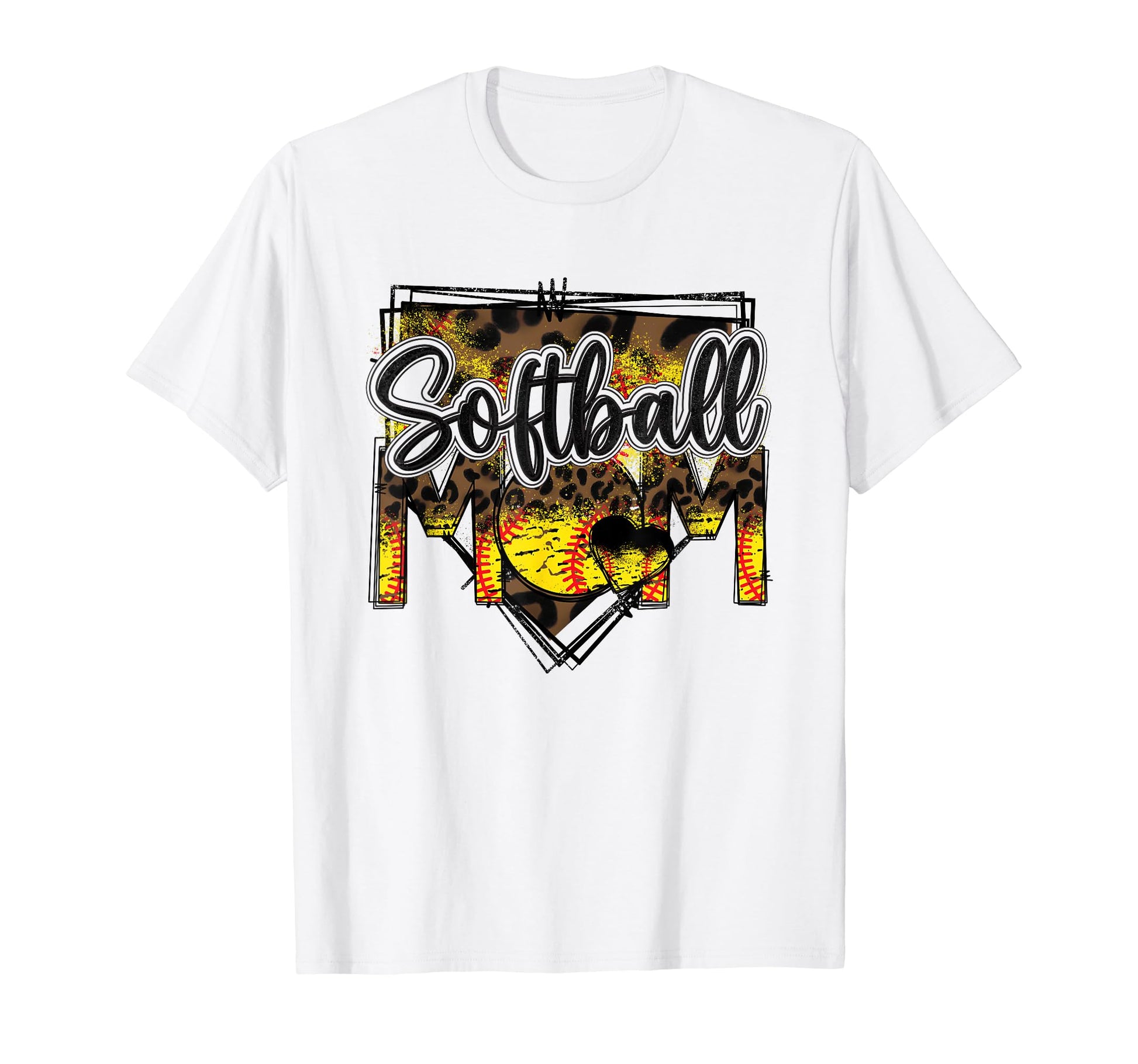 Softball Mom Leopard Funny Softball Mom T-Shirt - Unique Graphic Men Women - T-Shirt, Sweatshirt, Hoodie