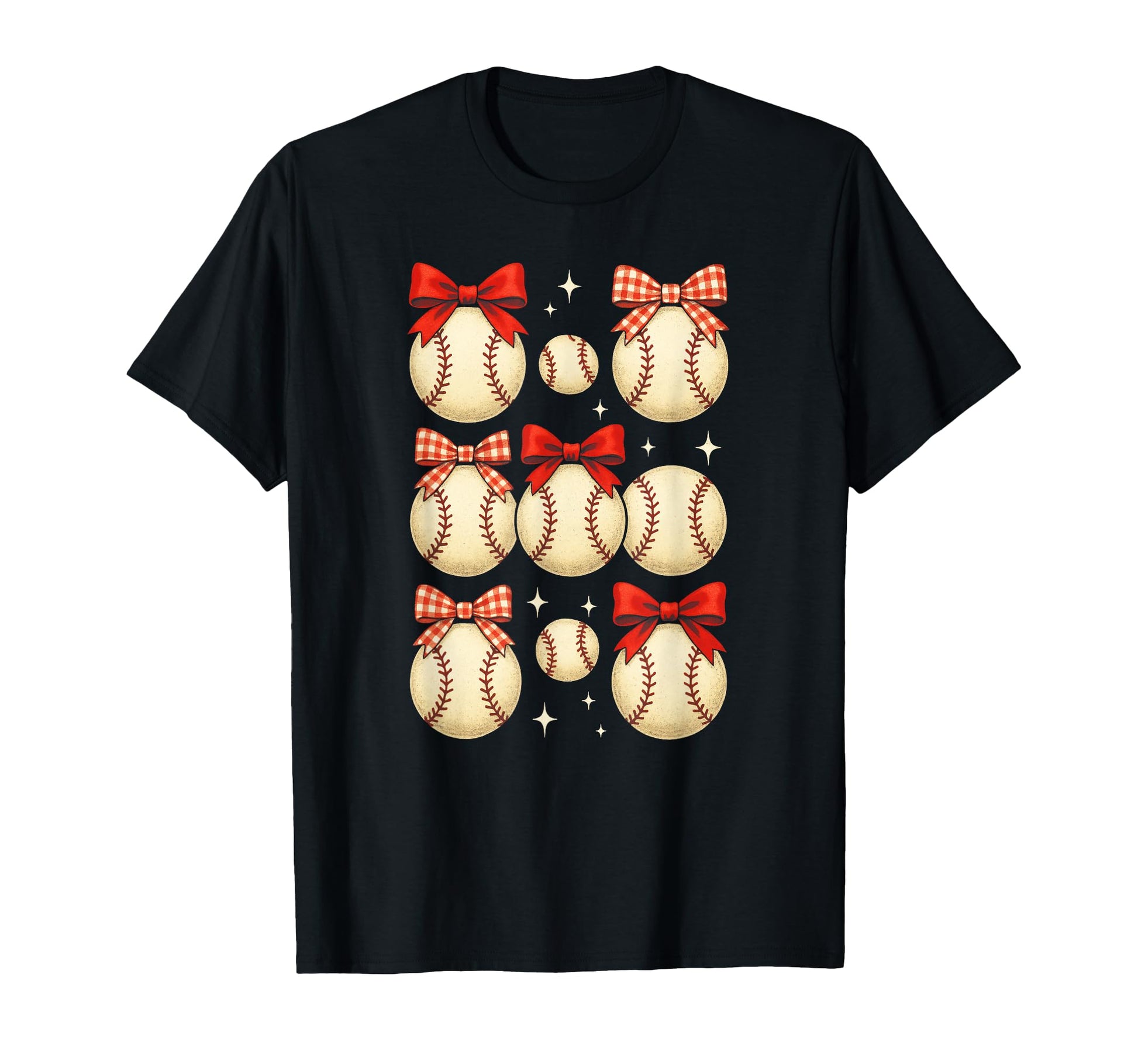 Playful Baseball Bows Sport Art T-Shirt - Unique Graphic Unisex - T-Shirt, Sweatshirt, Hoodie