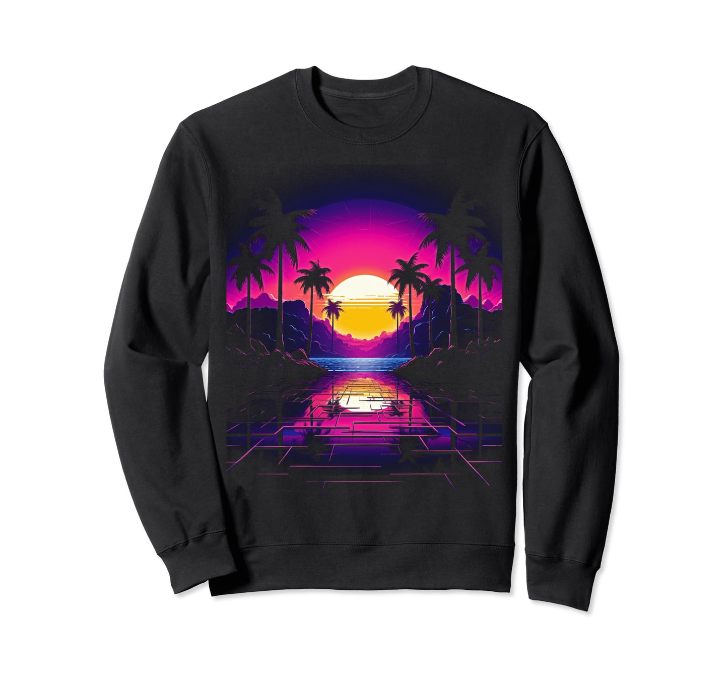 Vaporwave Cityscape 80S Synthwave 4 Sweatshirt - Trendy Graphic for Adults - T-Shirt, Sweatshirt, Hoodie