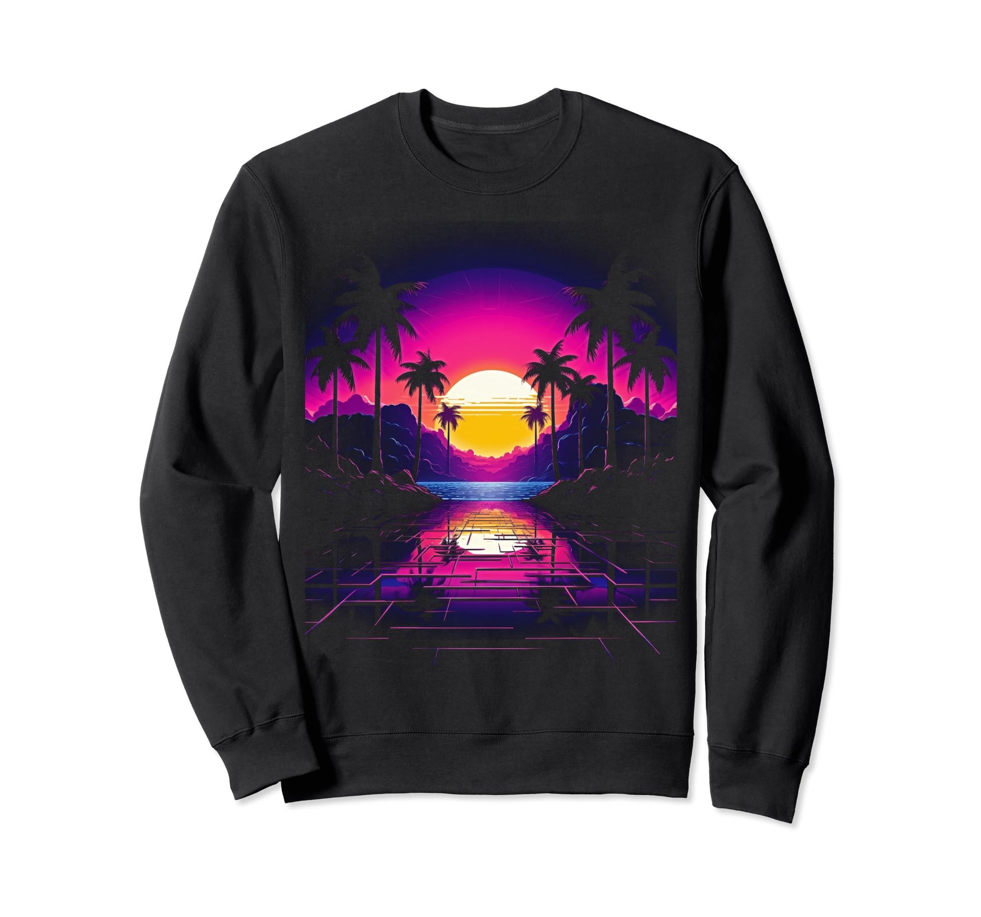Vaporwave Cityscape 80S Synthwave 4 Sweatshirt - Trendy Graphic for Adults - T-Shirt, Sweatshirt, Hoodie