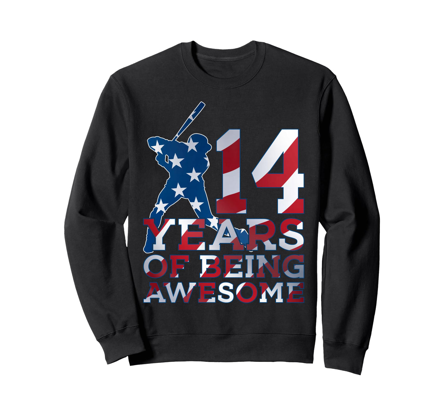 14 Years Being Awesome Baseball Sweatshirt - Custom Art Print for Adults - T-Shirt, Sweatshirt, Hoodie