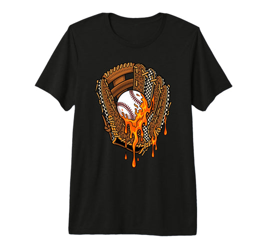 Baseball Leopard Glove Melting Drip T-Shirt - Aesthetic Graphic for Adults - T-Shirt, Sweatshirt, Hoodie