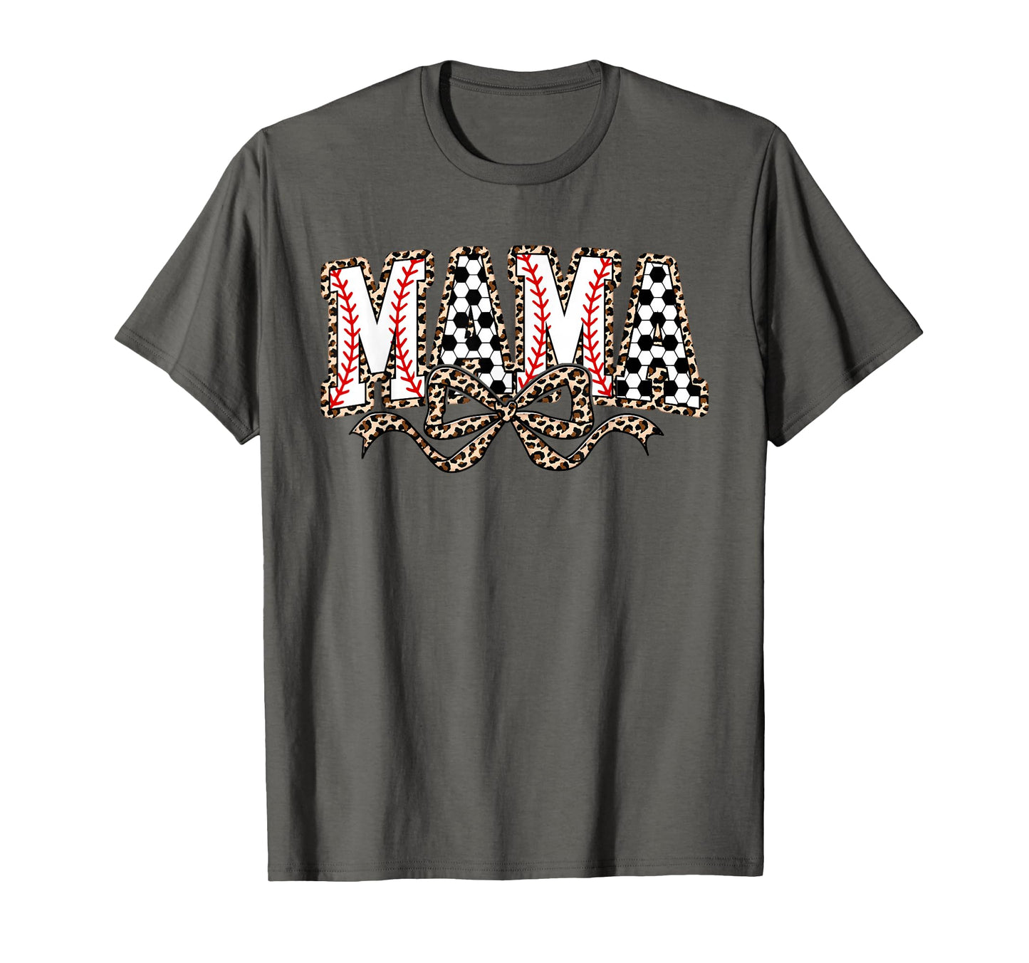 Leopard Baseball Soccer Mama Bow T-Shirt - Streetwear Style for Adults - T-Shirt, Sweatshirt, Hoodie