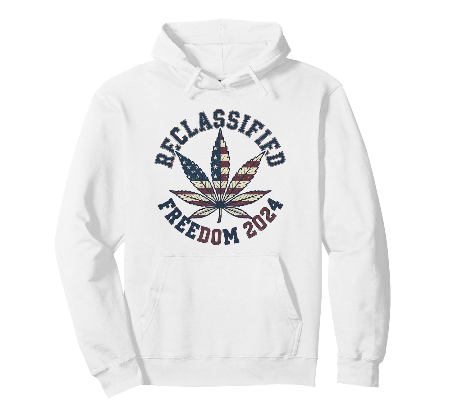 Reclassified Freedom 2024 American Flag Hoodie - Minimalist Print Unisex - T-Shirt, Sweatshirt, Hoodie