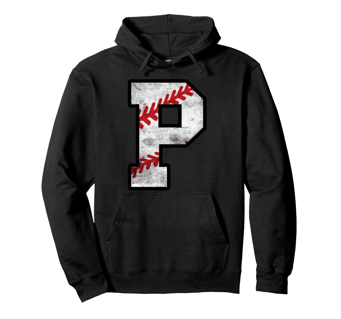 Distressed Baseball Letter P Hoodie - Streetwear Style Unisex - T-Shirt, Sweatshirt, Hoodie